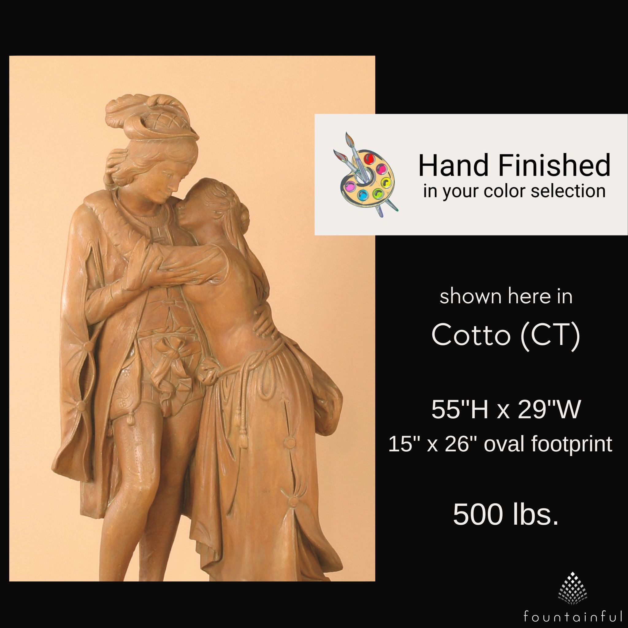 Romeo & Juliet Concrete Garden Statue - Giannini #8003