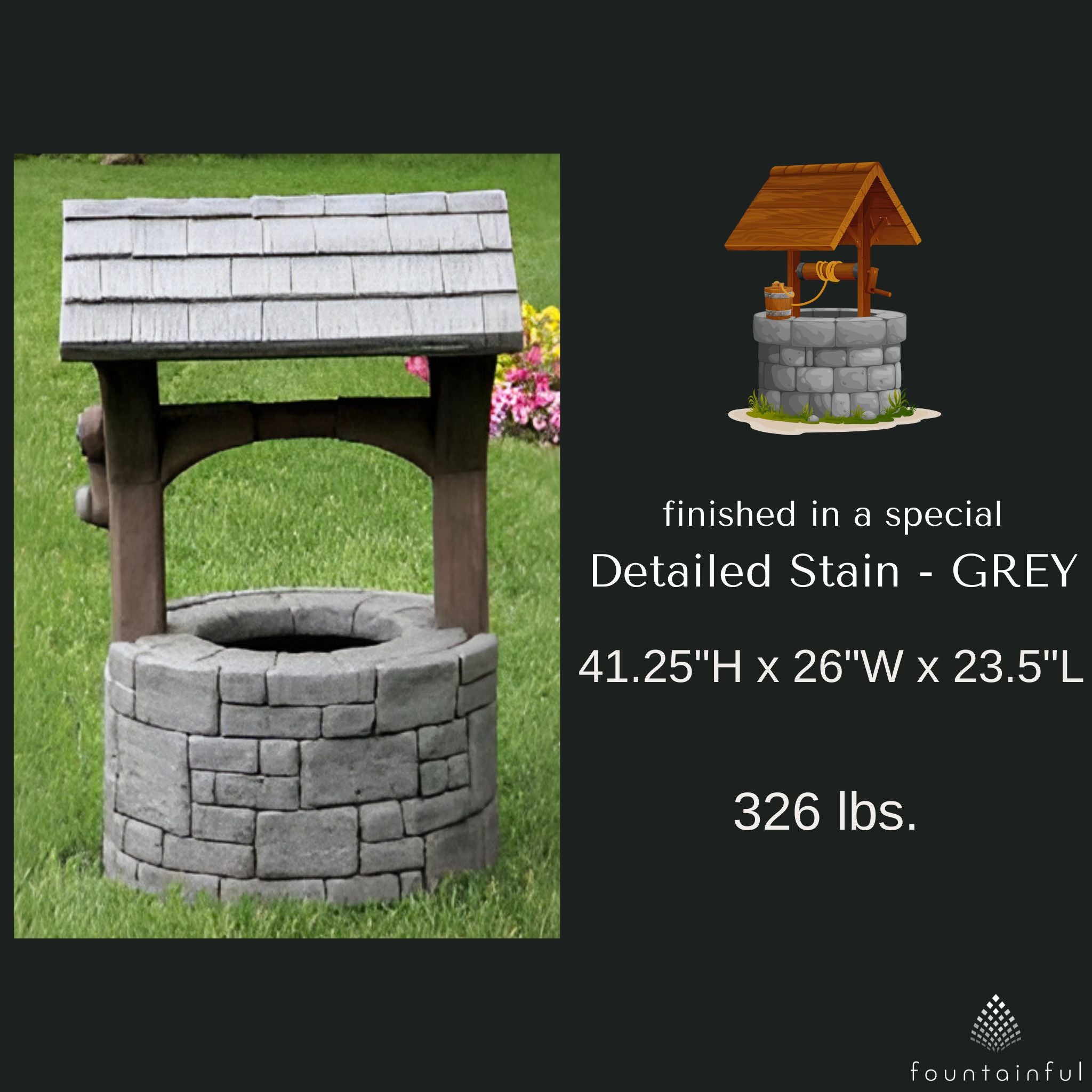 Wishing Well Concrete Garden Statue - Massarellis #7851