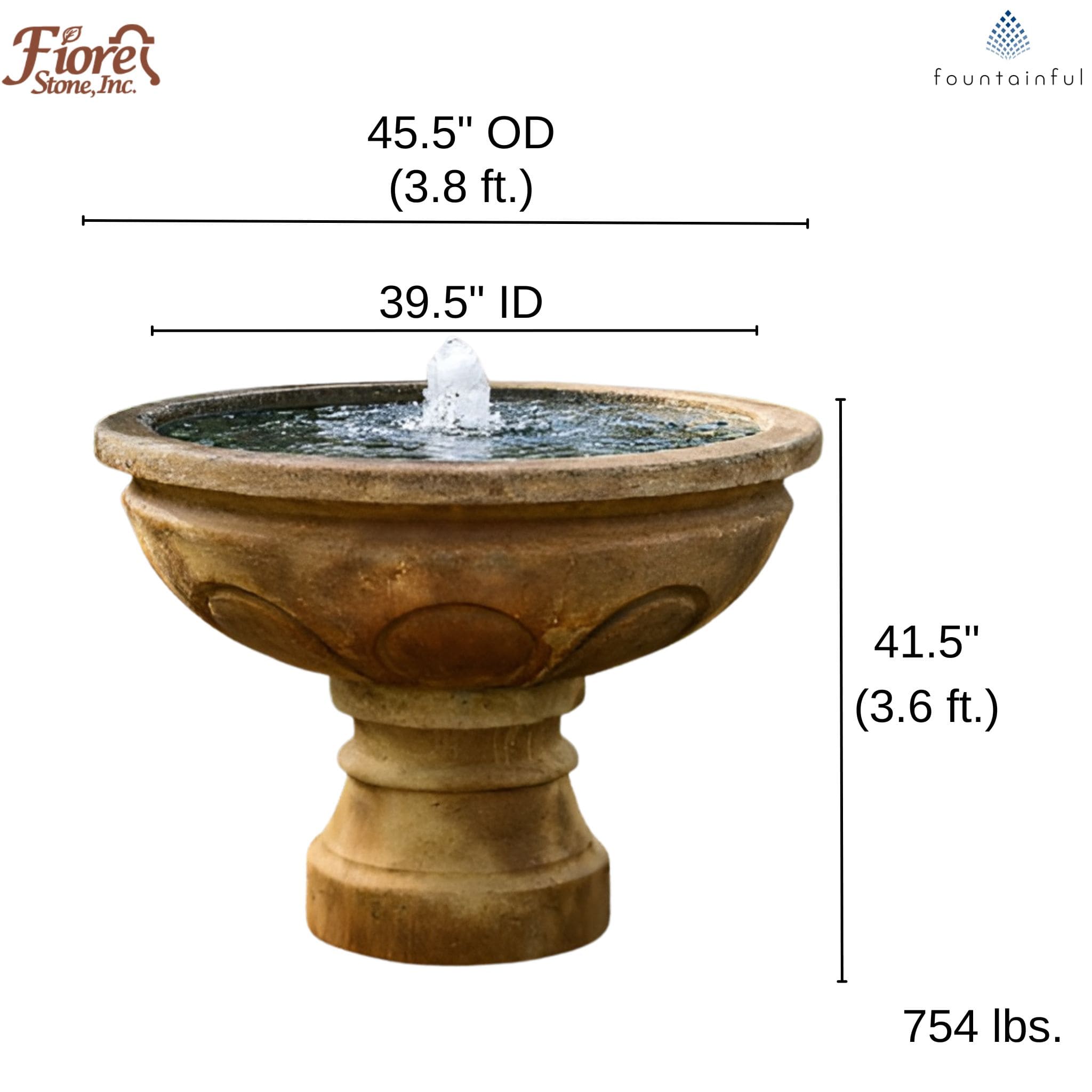 Baroque Italian Bubbler Concrete Fountain - Fiore #2056