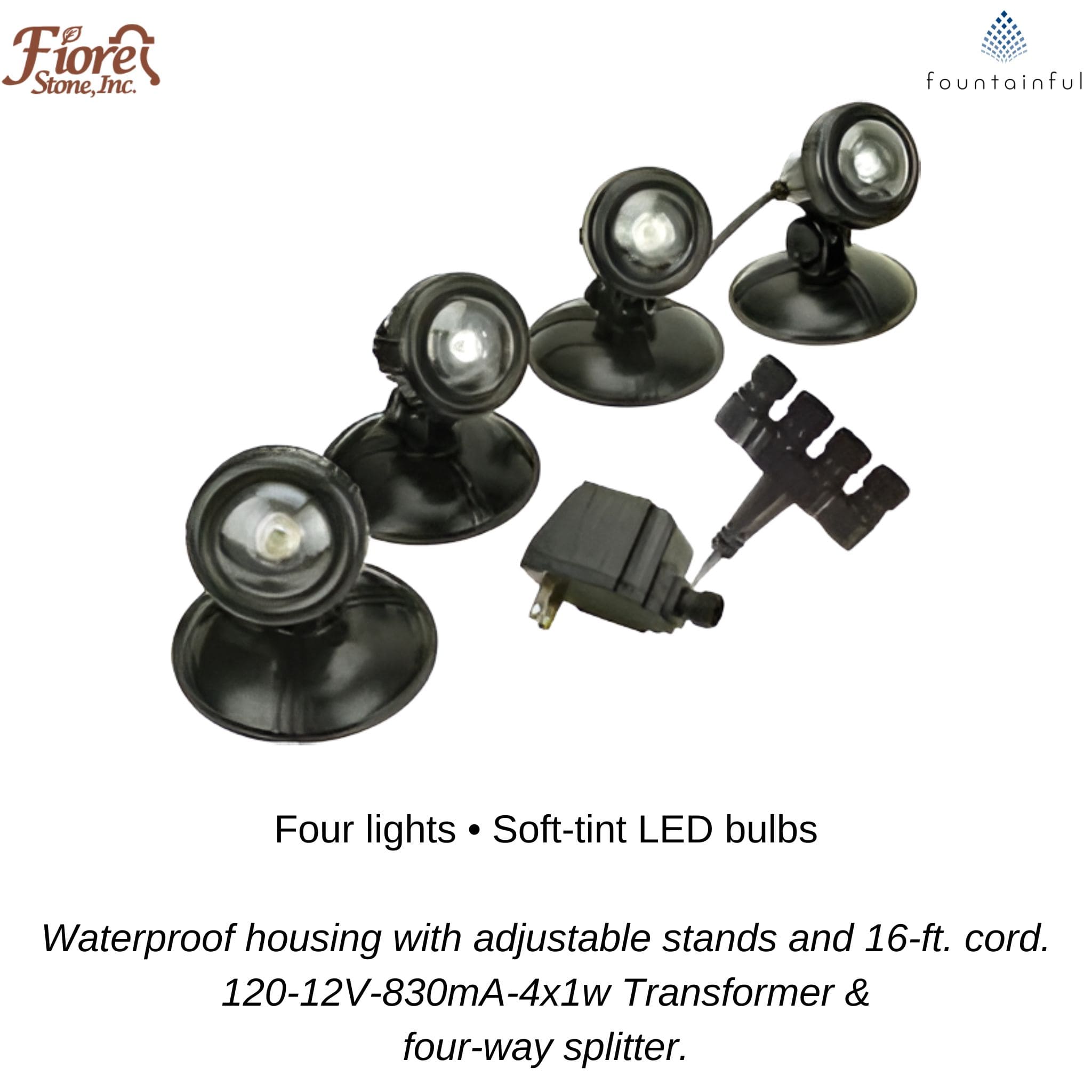 4-Bulb Fountain Lighting - Fiore Stone