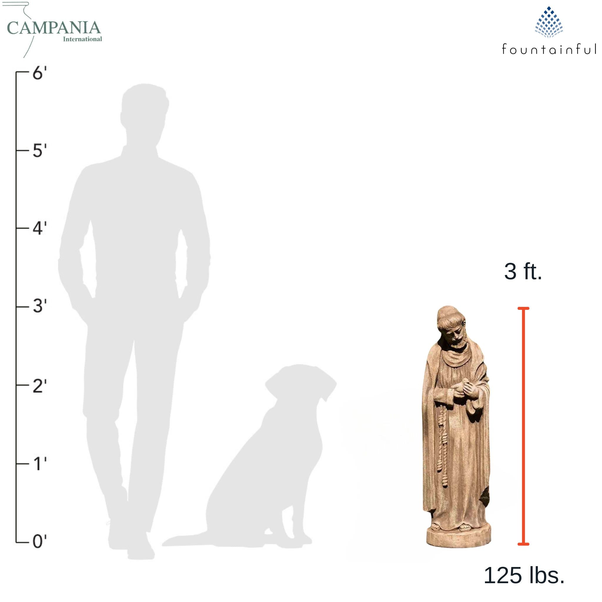 St. Francis w/ Baby Bird Concrete Garden Statue - Campania