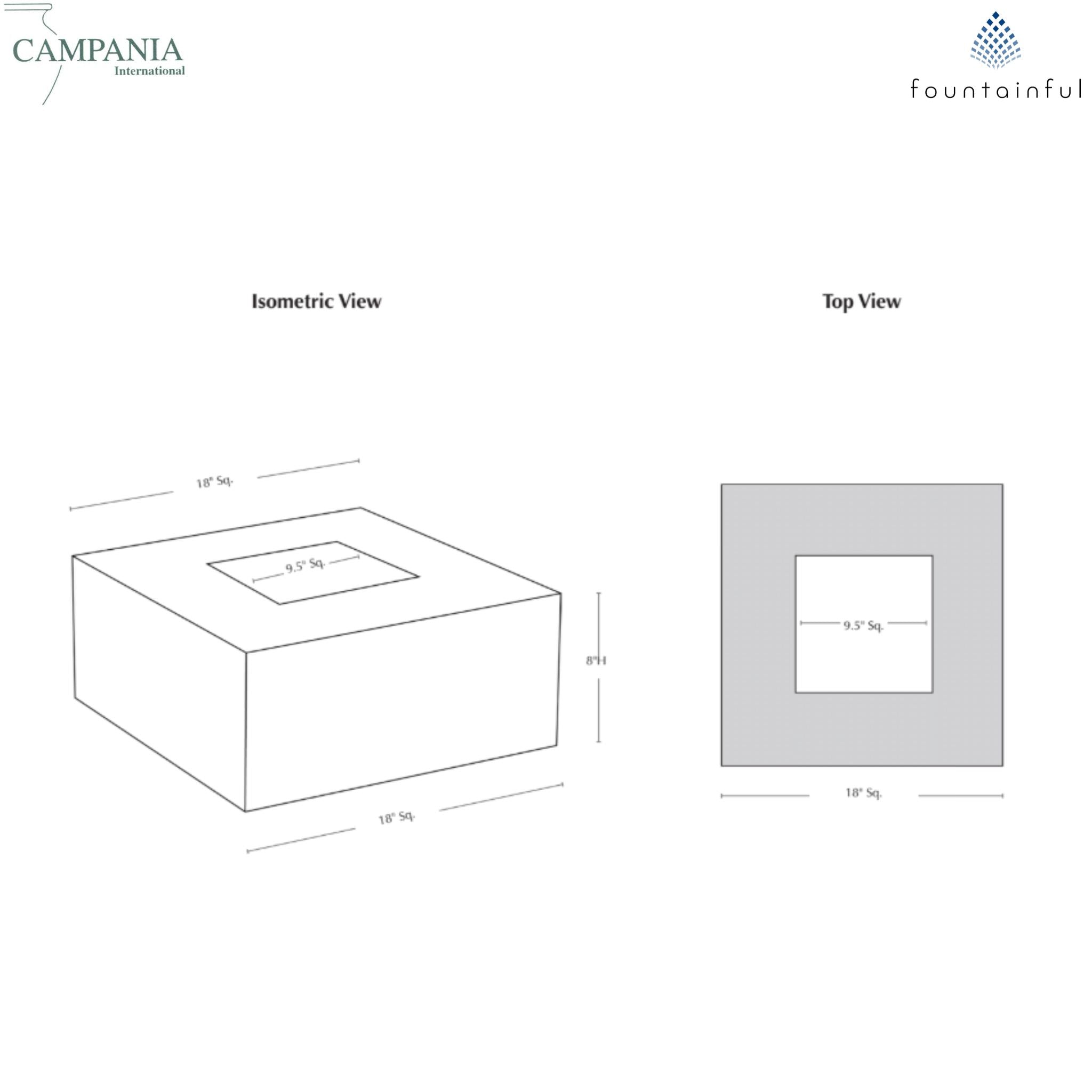 Textured Low Square Concrete Planter Pedestal - Campania #PD173