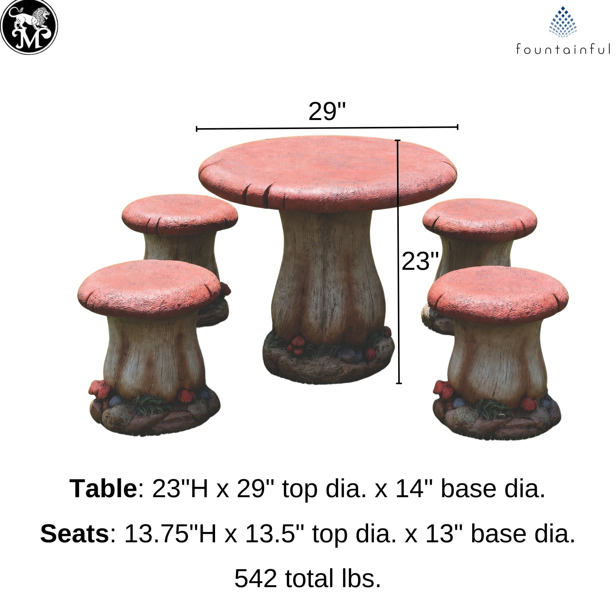 Mushroom Concrete Table Set - Massarellis #2414