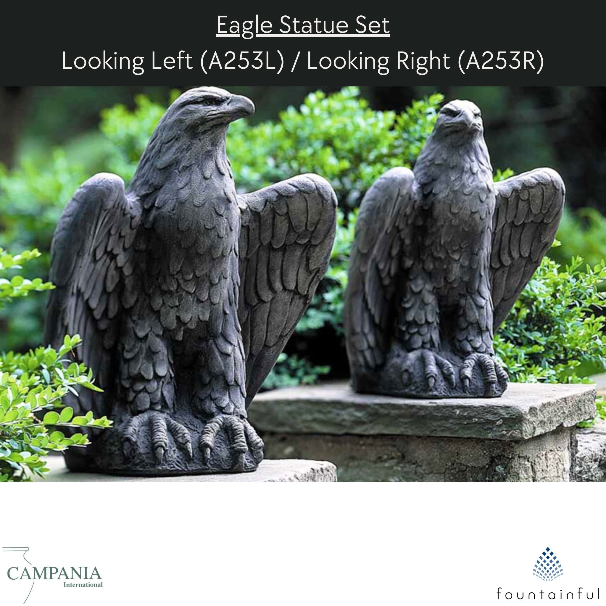 Eagles Looking Left & Right Concrete Garden Statues - Thumbnail 2