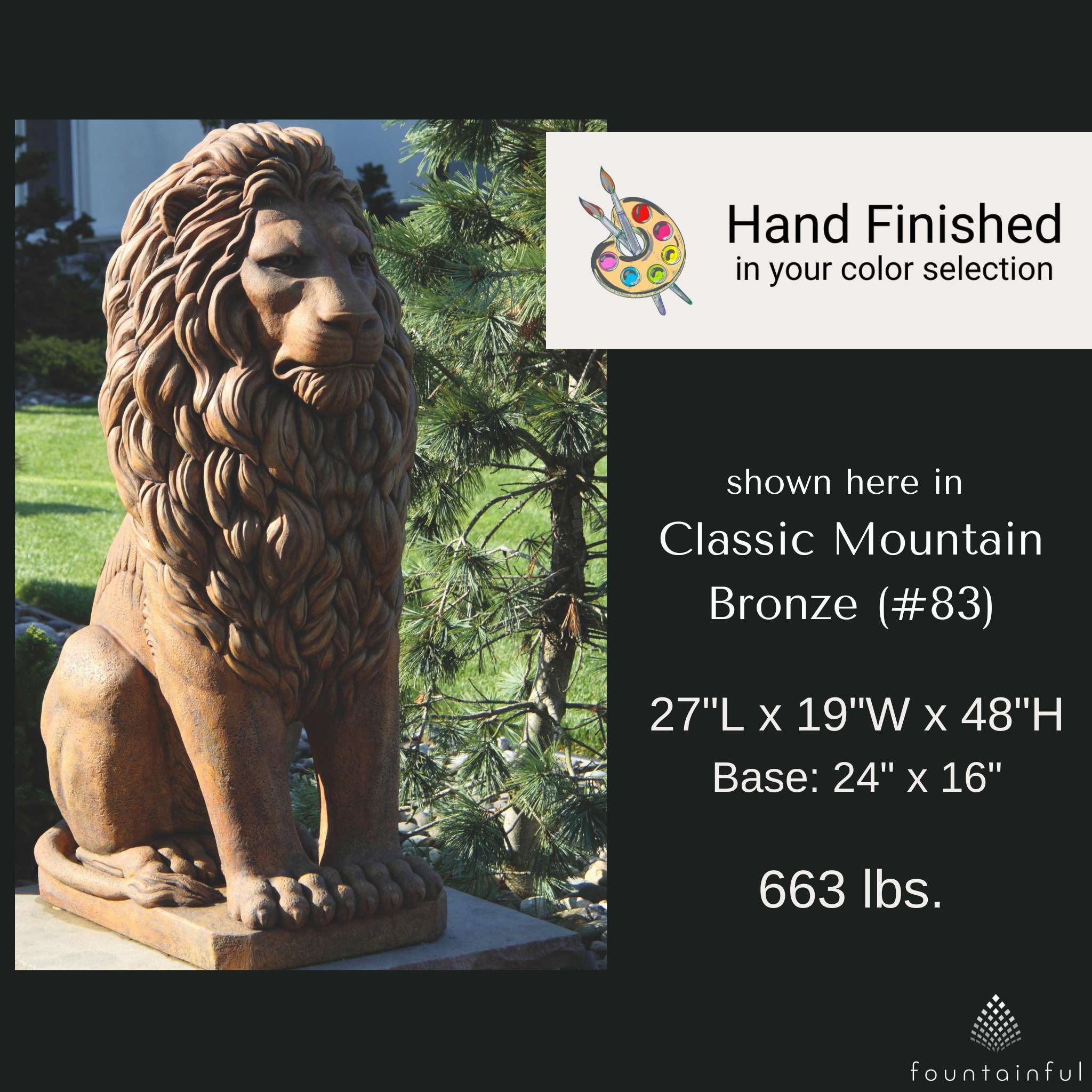 48" Grandessa Sitting Lion Concrete Statue - Massarellis #4023
