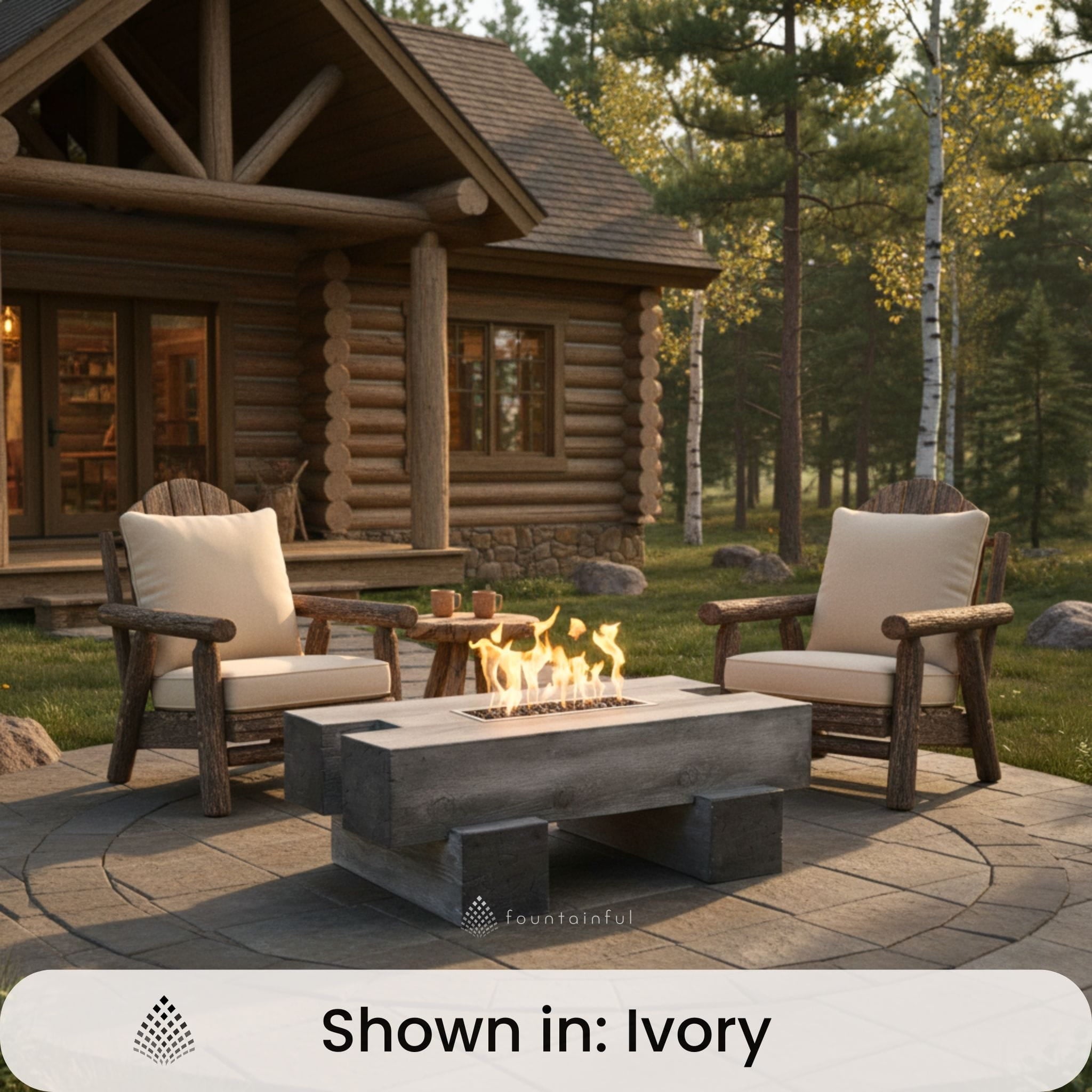 Palo "Woodgrain" Concrete Gas Fire Pit - Outdoor Plus