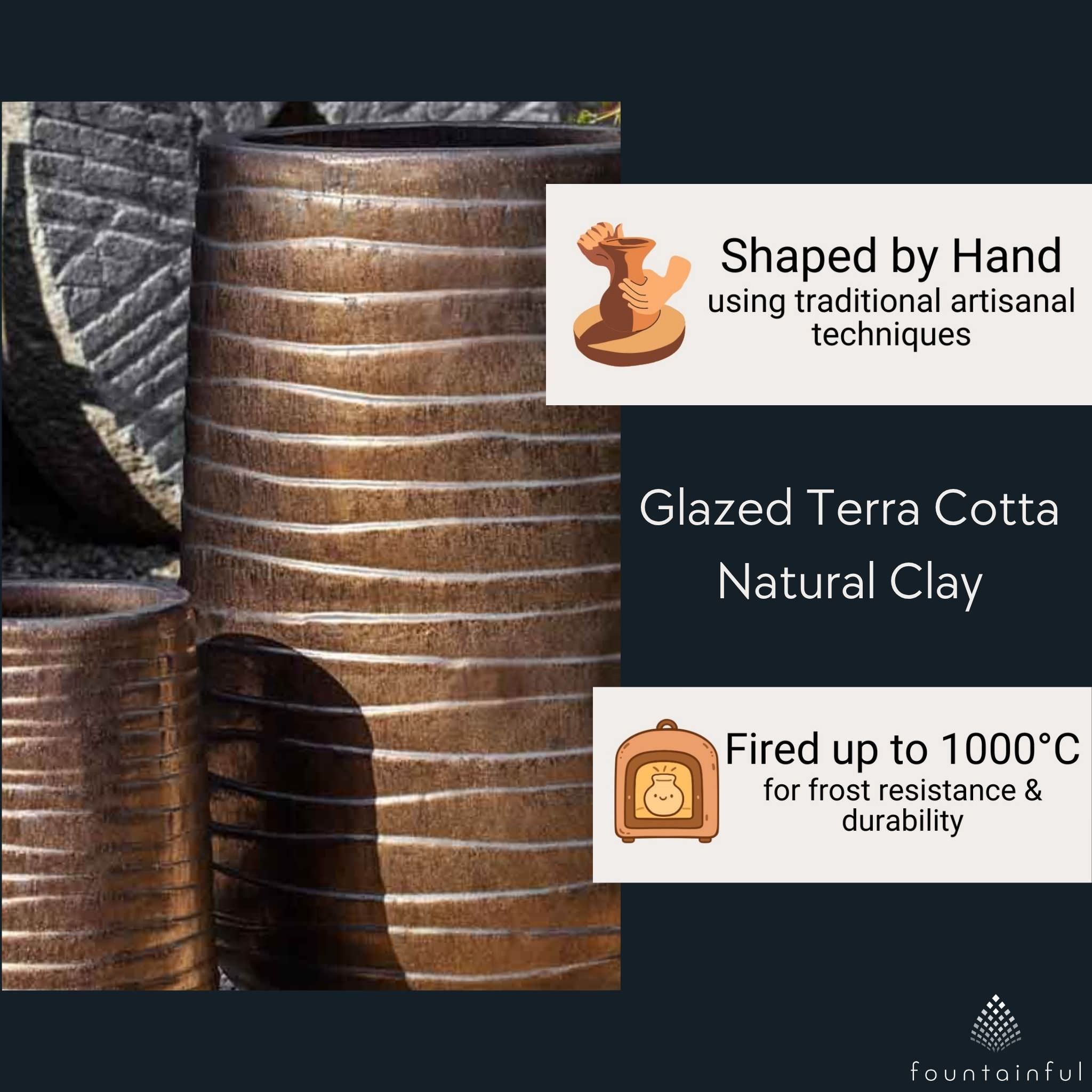 Ipanema Glazed Set of 2 Terra Cotta Planters - Campania #6811