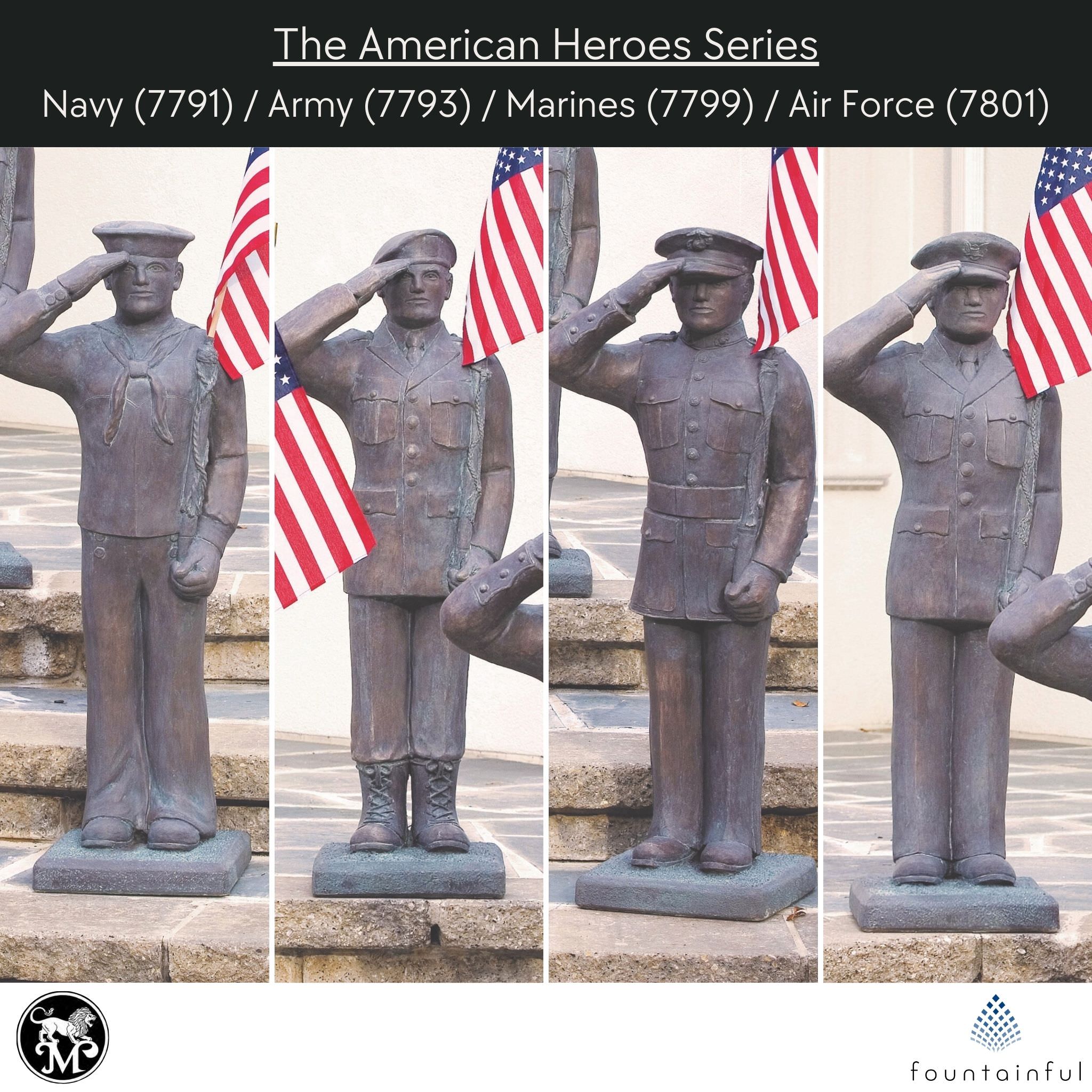 American Heroes Concrete Garden Statues - Massarellis