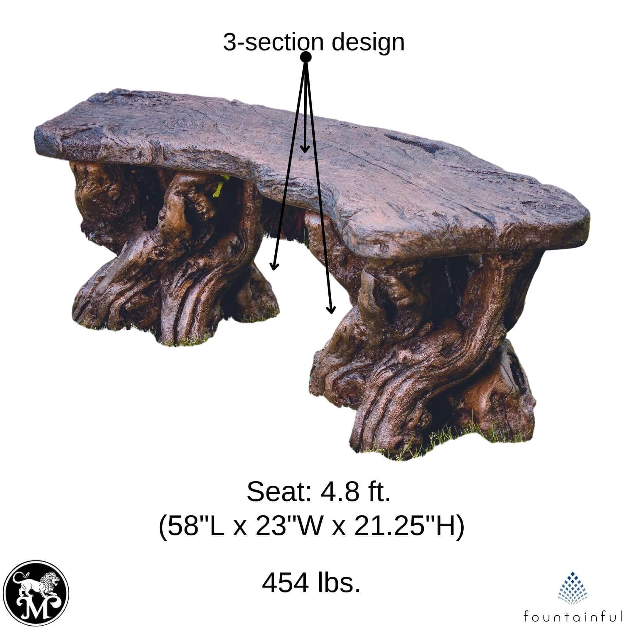 "Timber" Concrete Garden Bench - Massarellis #4860