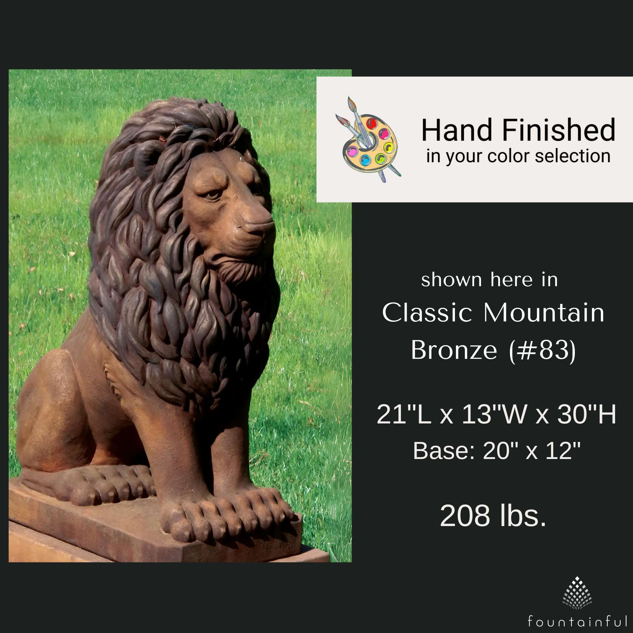 30" Grandessa Sitting Lion Concrete Statue - Massarellis #4022