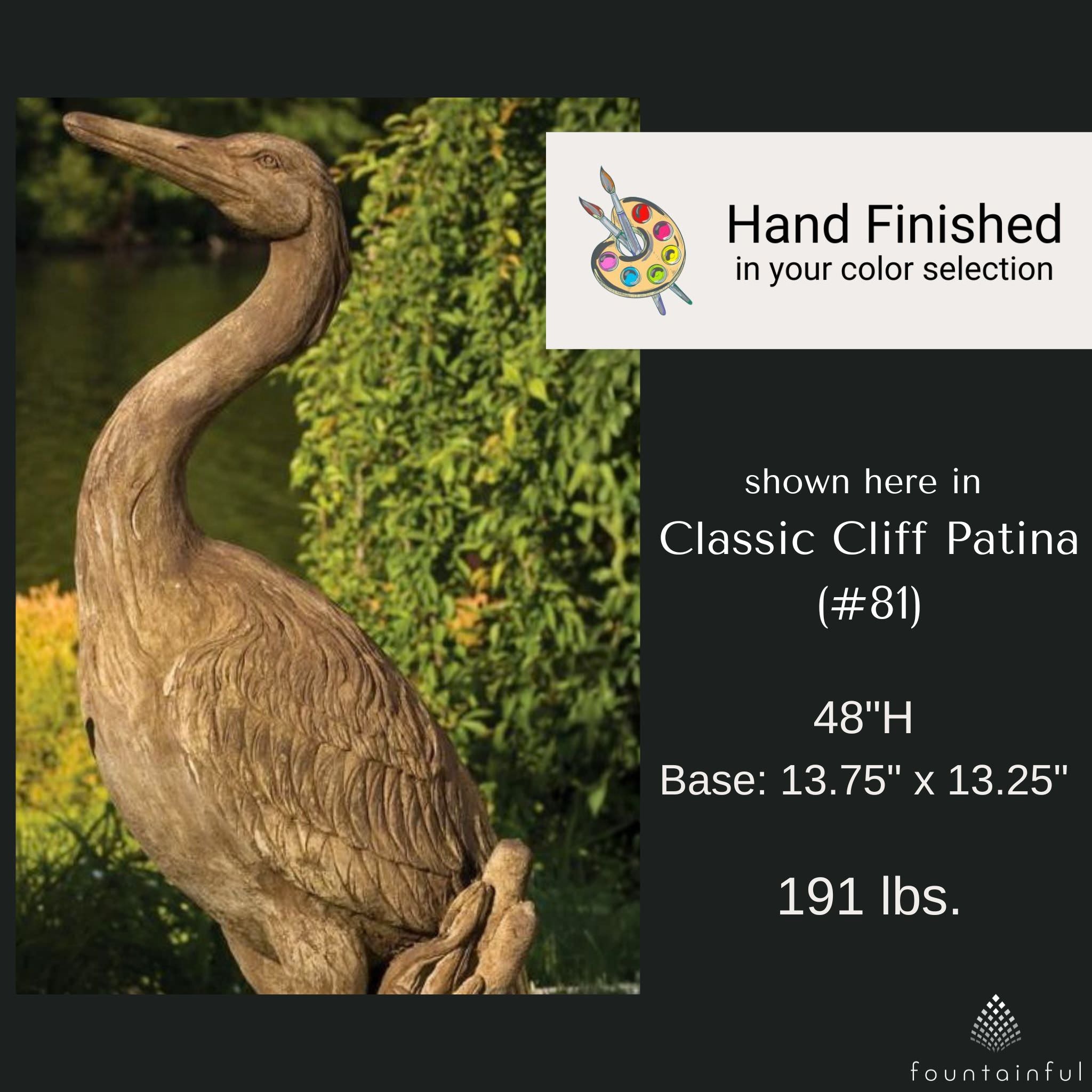 Heron (4 ft.) Concrete Garden Statue - Massarellis #2145