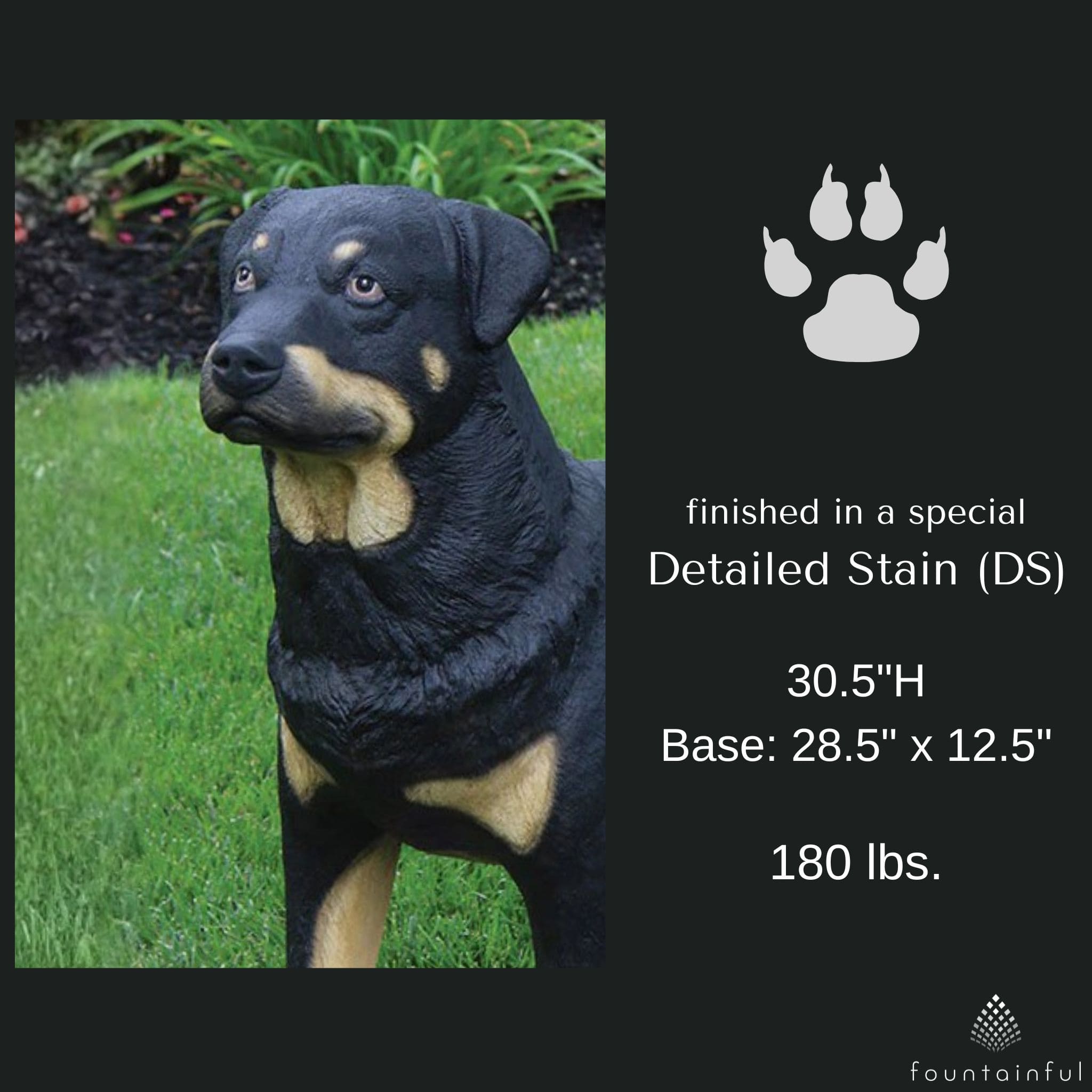Rottweiler 30" Concrete Garden Statue - Massarellis #2136
