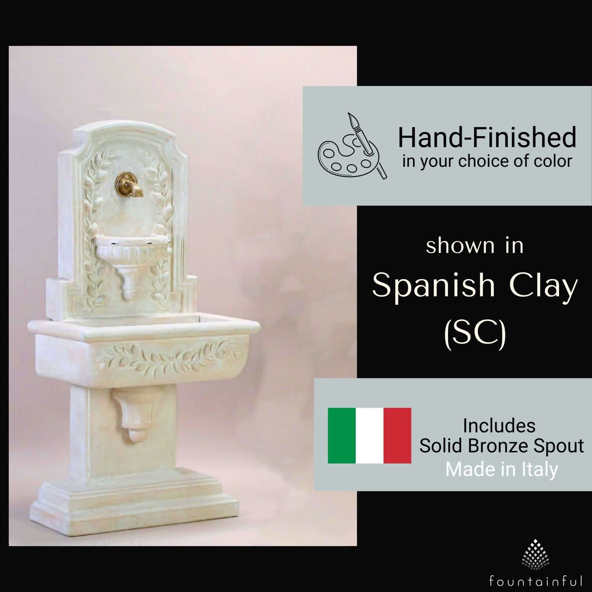 Sorrentine Wall Fountain w/Bronze Spout - Giannini Garden Ornaments