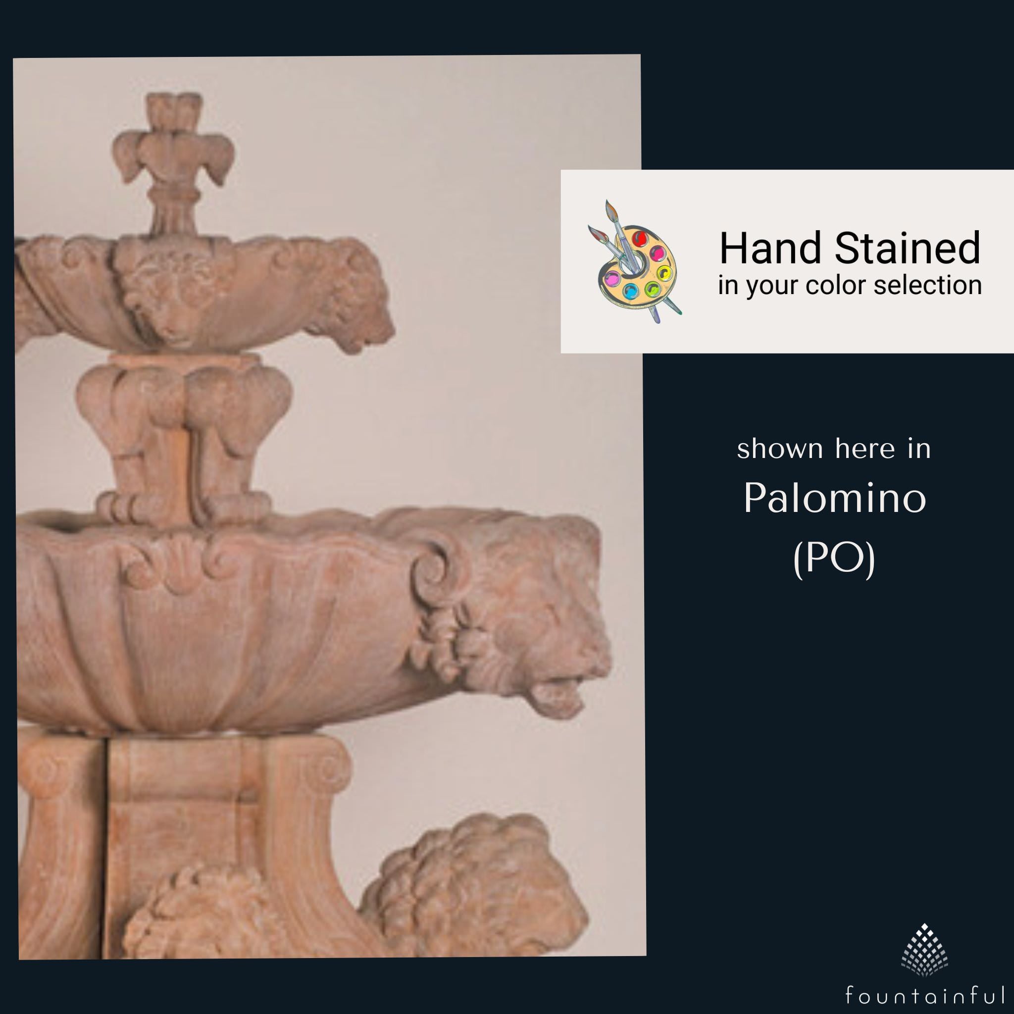 Large Lion 2-Tier Concrete Fountain - Fiore #257F