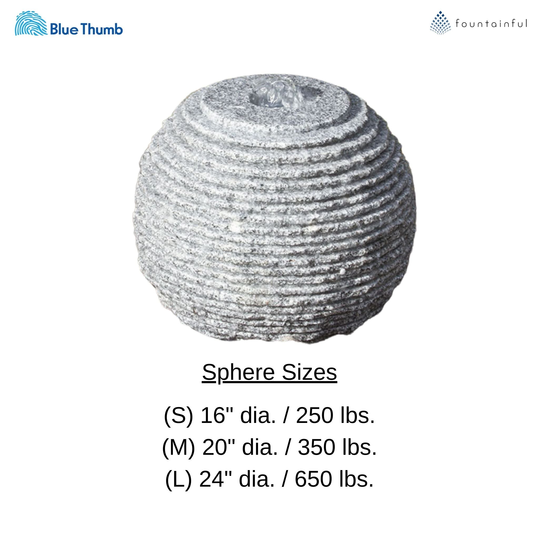 Gray Ribbed Granite Sphere Fountain