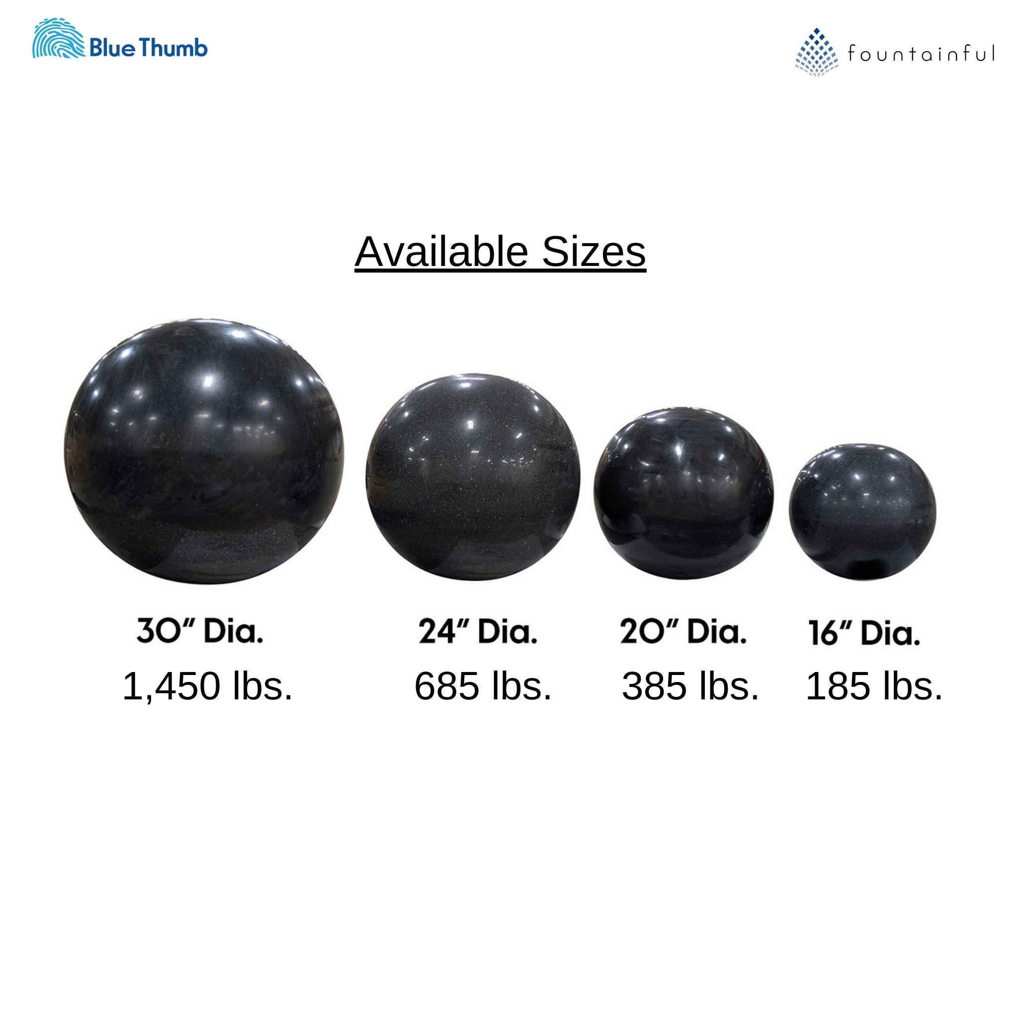 Black Granite Sphere Fountain - Complete Kit - Blue Thumb