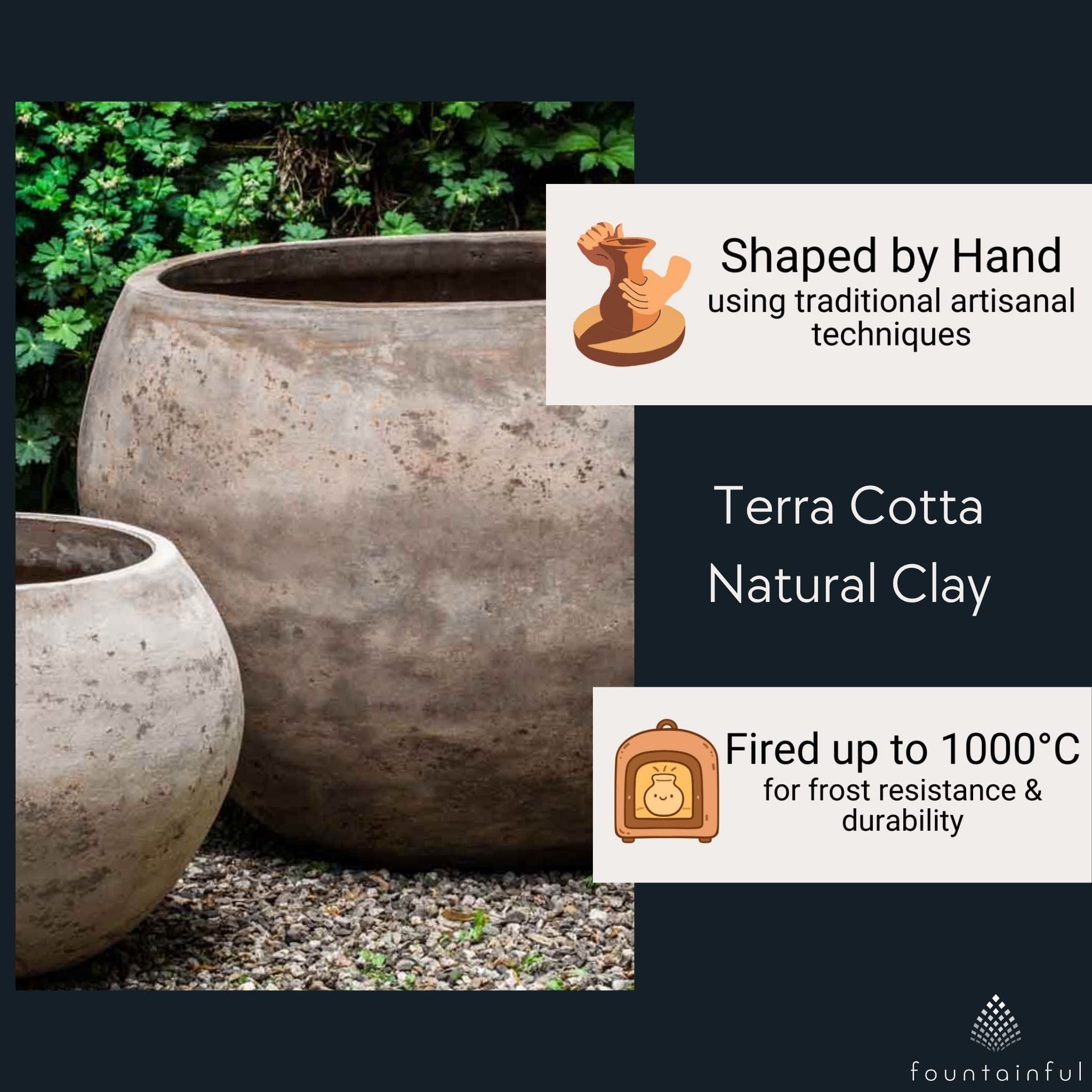 Paseo Bowl Set of 2 Antico Terra Cotta Planters - Campania #6821