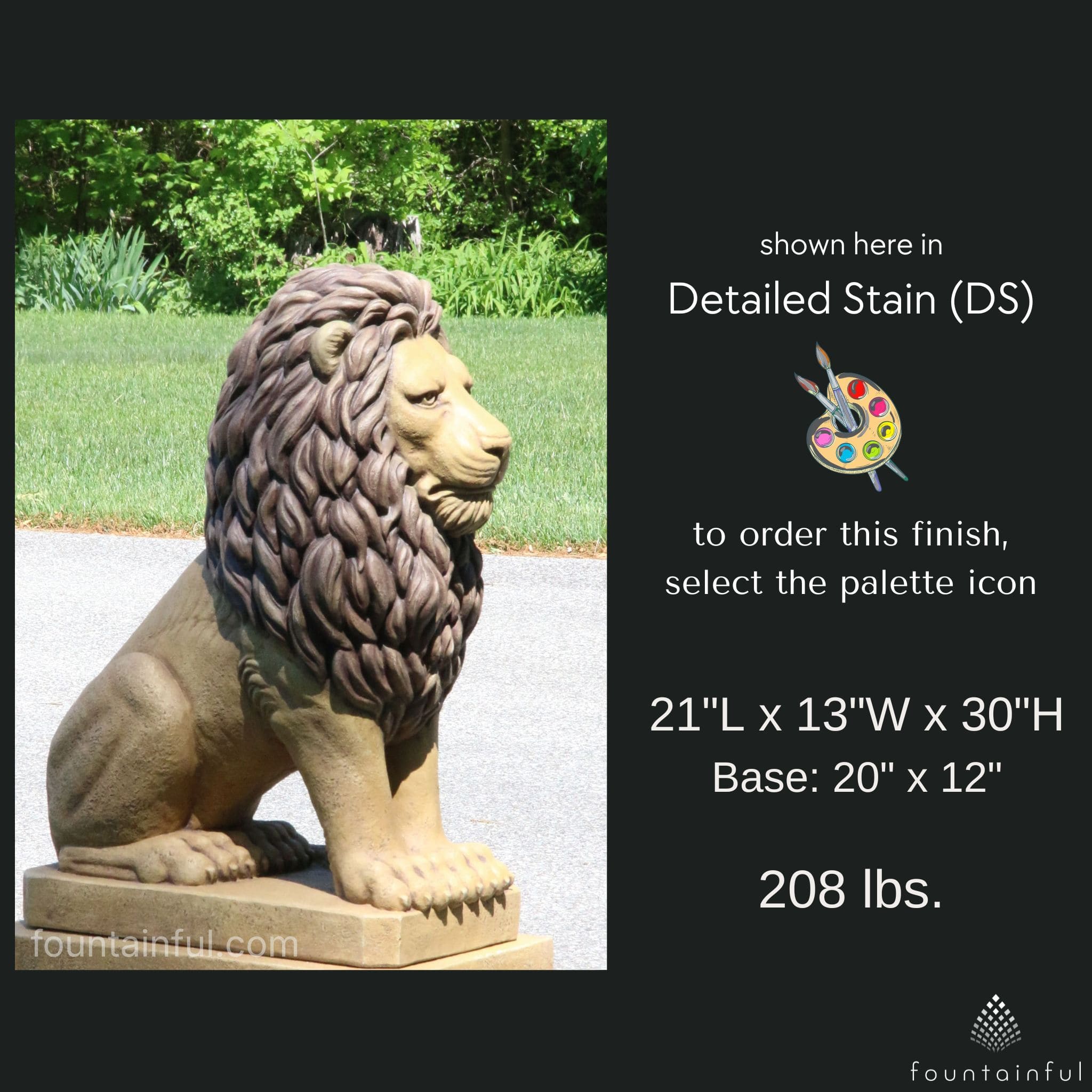 30" Grandessa Sitting Lion Concrete Statue - Massarellis #4022