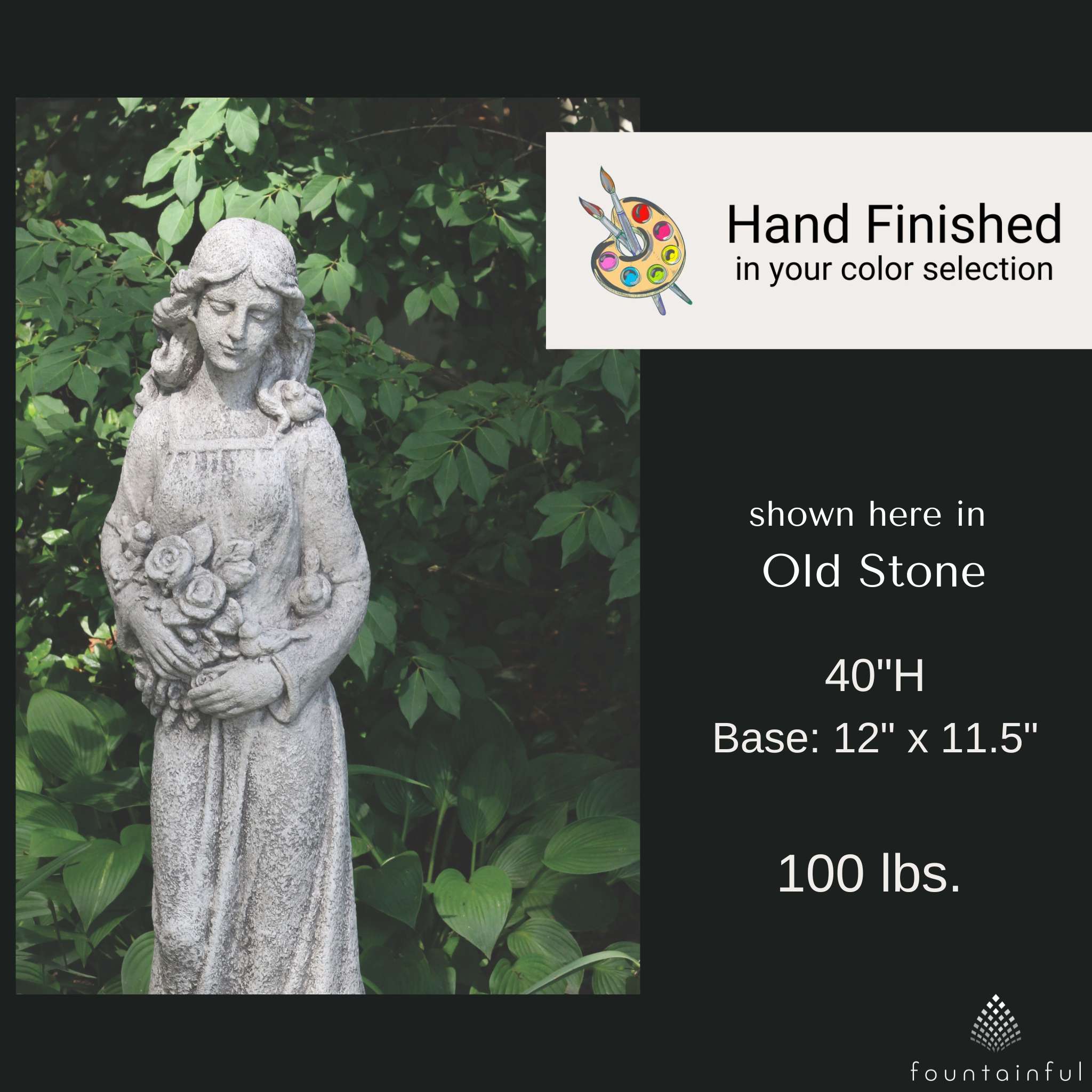 Springtime Flower Girl 40" Concrete Garden Statue - Massarellis #7744