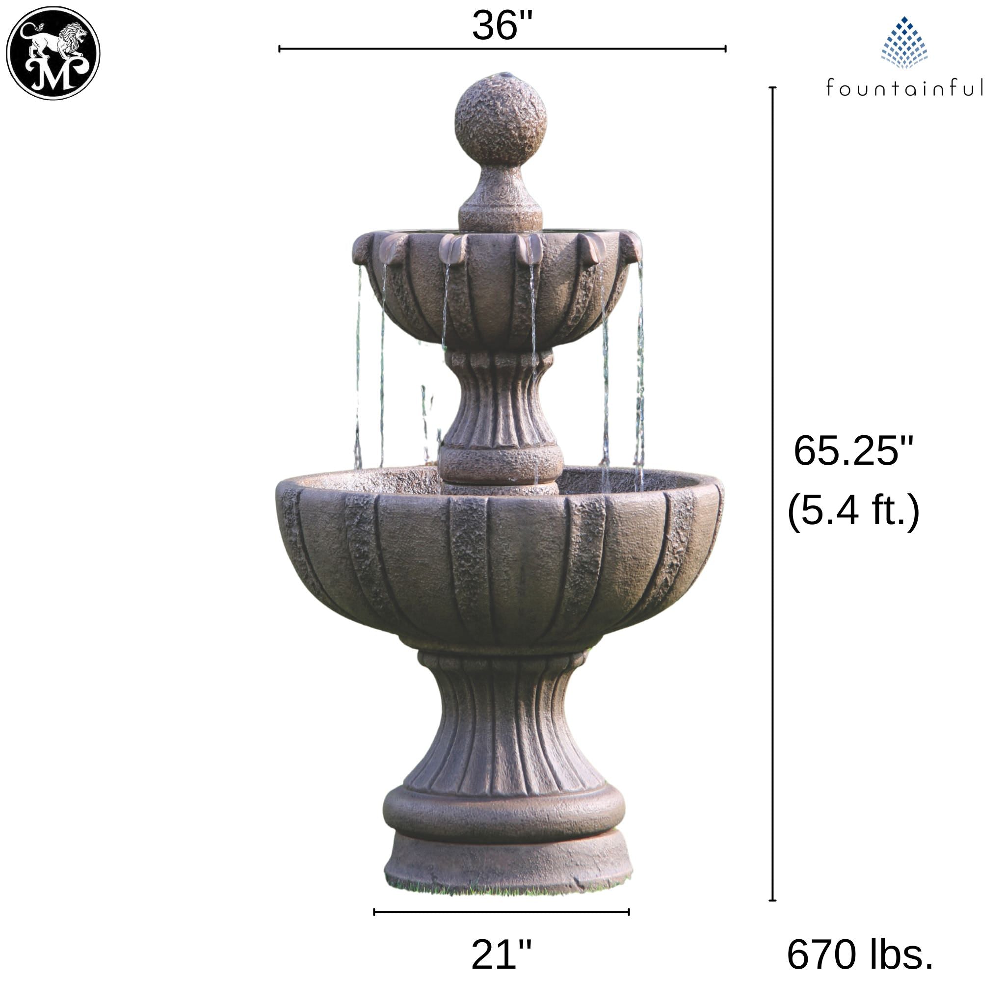 Torino 2-Tier Concrete Fountain - Massarellis #3601