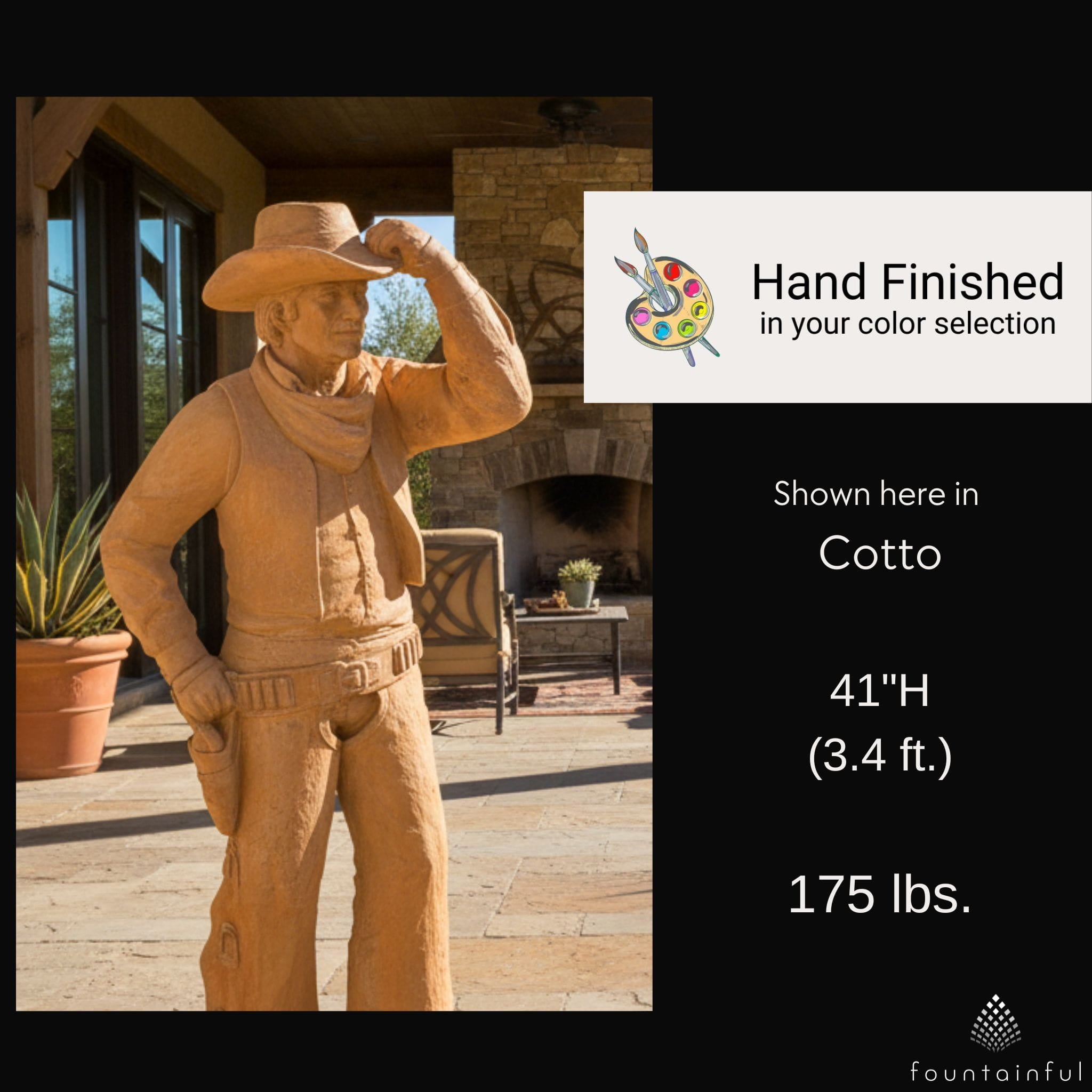 American Cowboy & Cowgirl Concrete Statues - Giannini