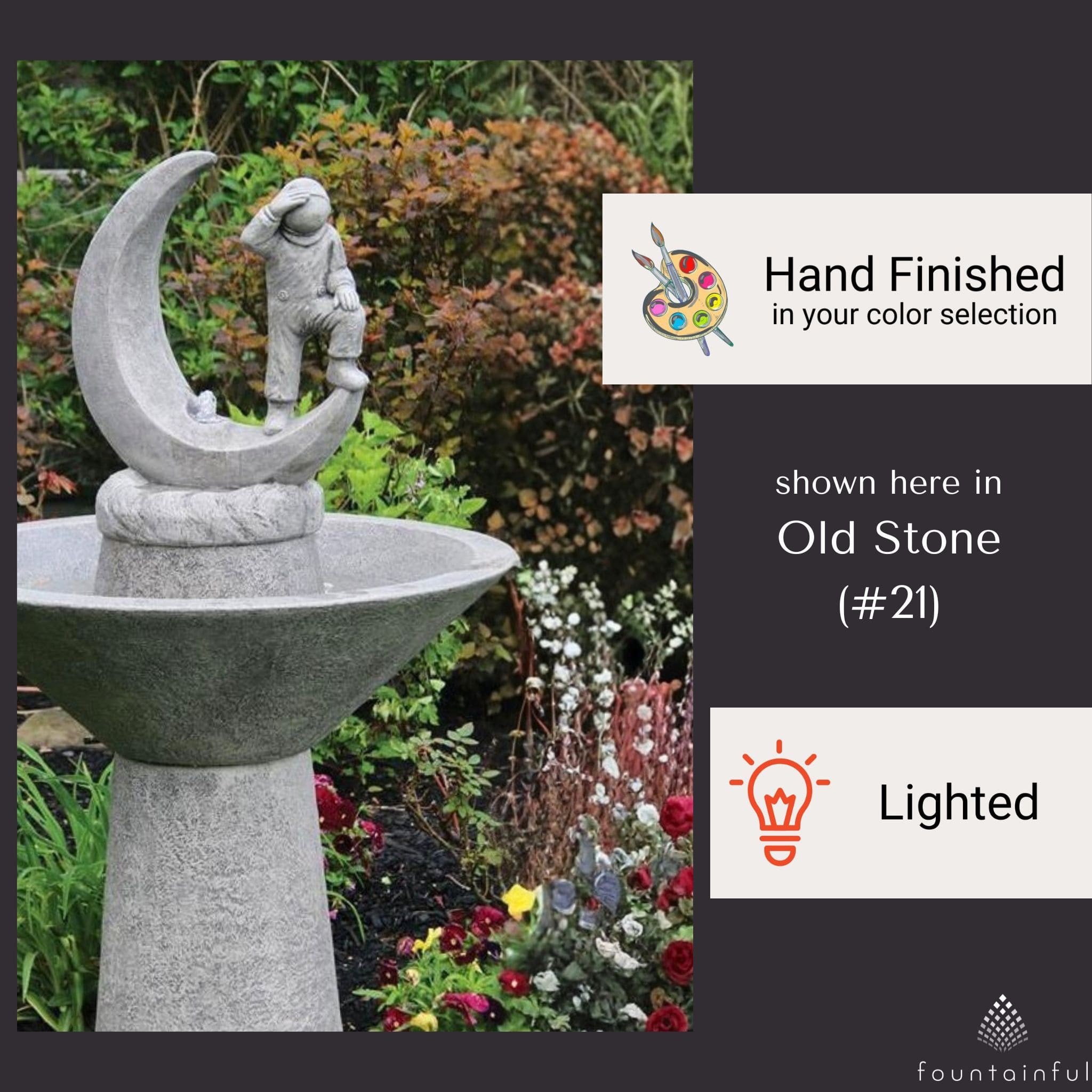 Garden Astronaut Concrete Fountain w/Lights - Massarellis #3829