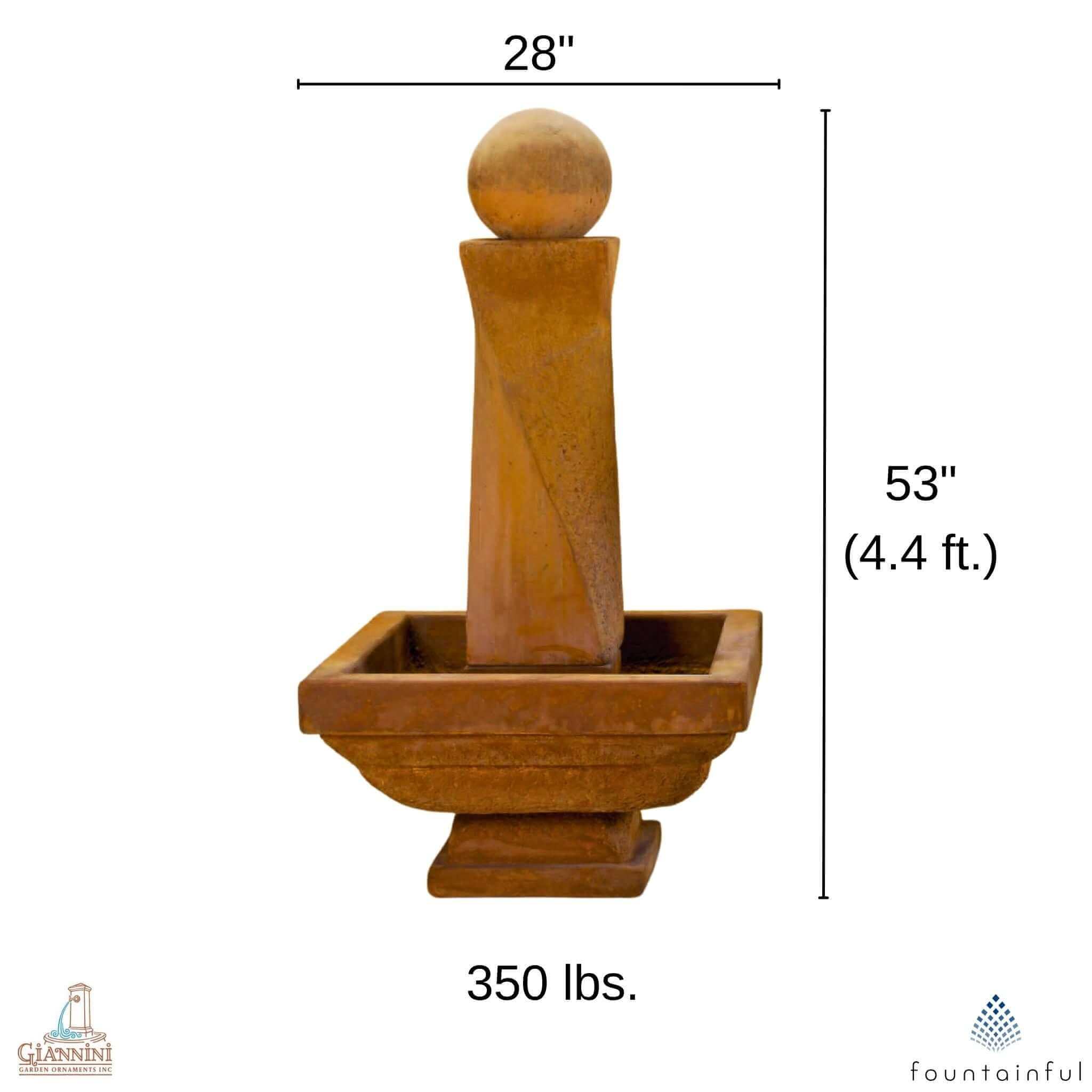 Modern Twist Concrete Fountain & Ball TALL