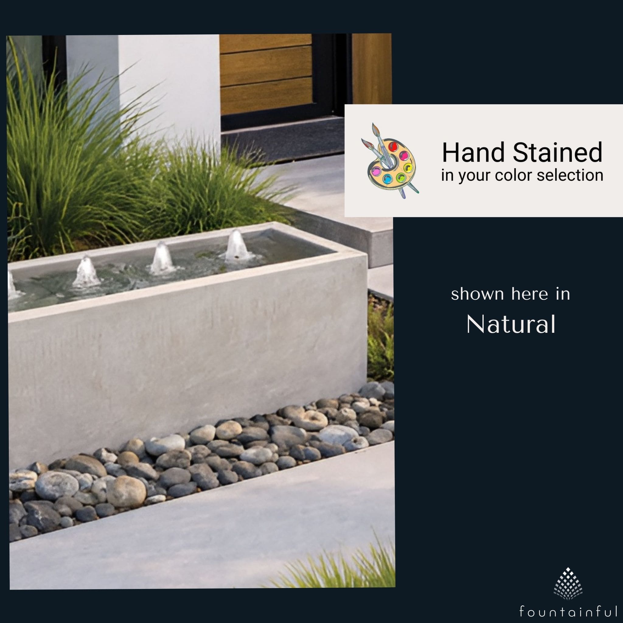 Modern Rectangular Bubbler Concrete Fountain - Fiore #2022FL