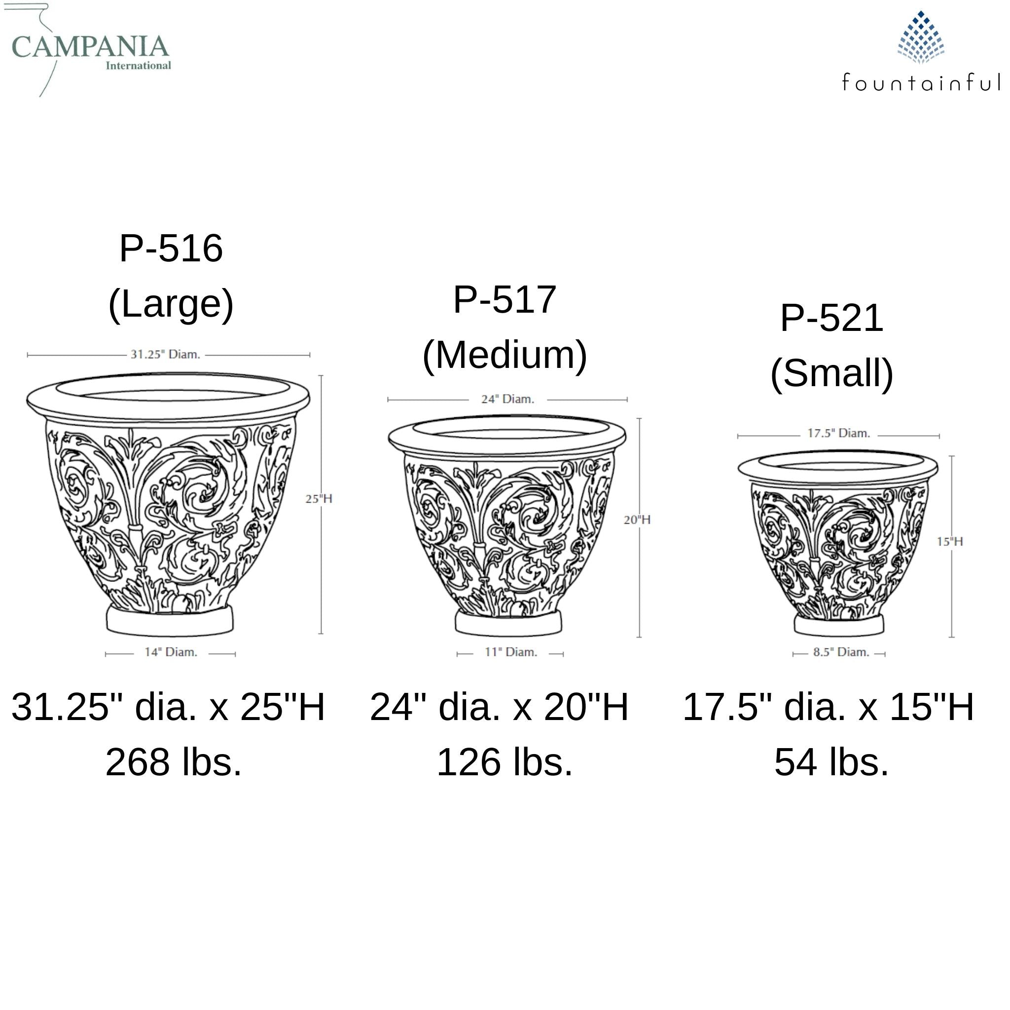 Arabesque Large Concrete Planters - Campania