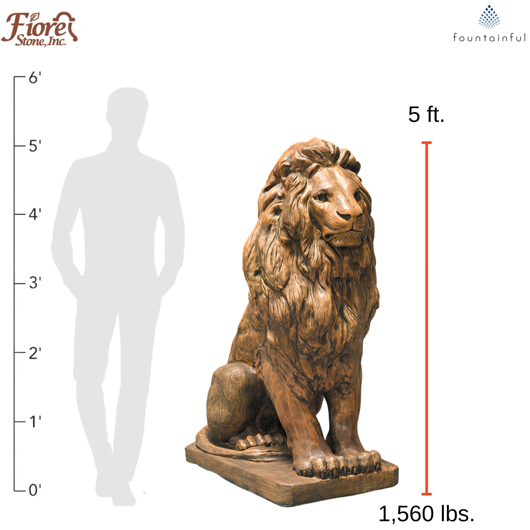 Estate Lion Concrete Garden Statue - Fiore #545