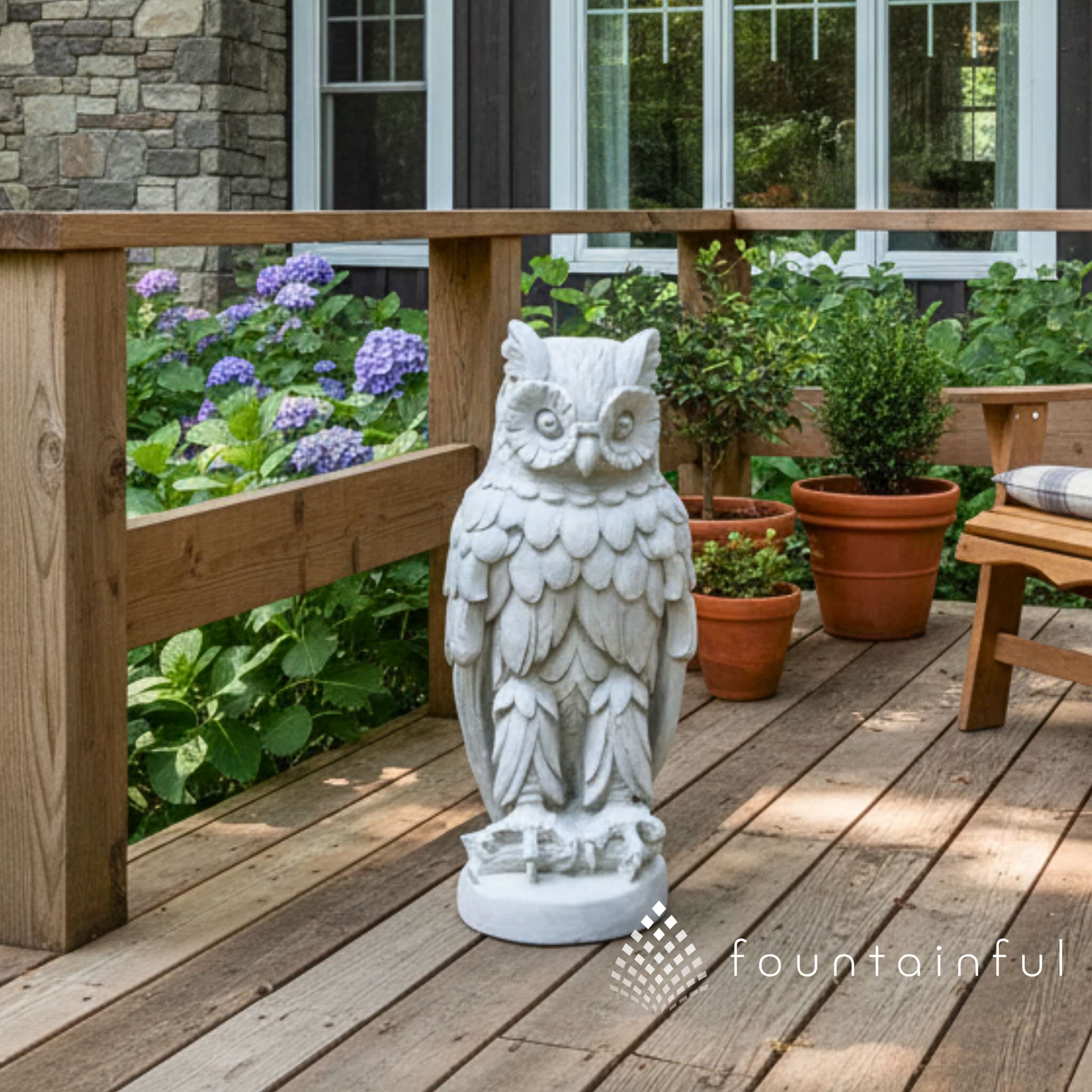 Owl Concrete Garden Statue - Fiore #503