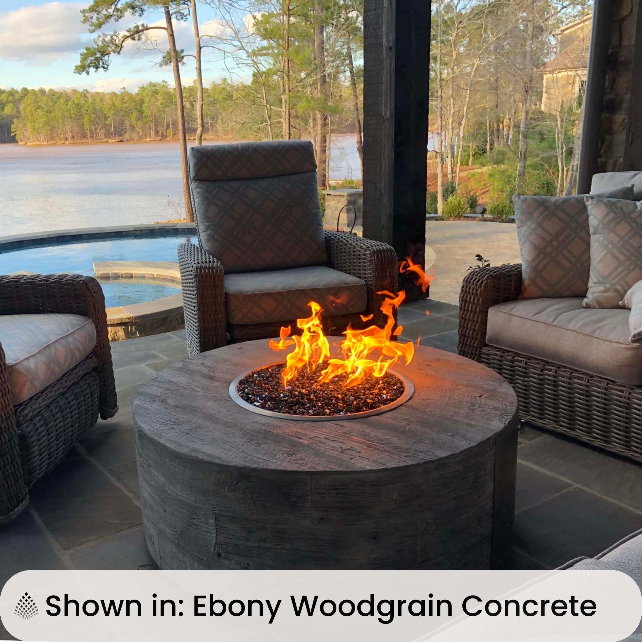 Sequoia "Woodgrain" Concrete Gas Fire Pit - Outdoor Plus