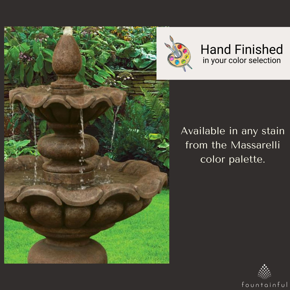 Scallop Globe 2-Tier Concrete Fountain - Massarellis #3826