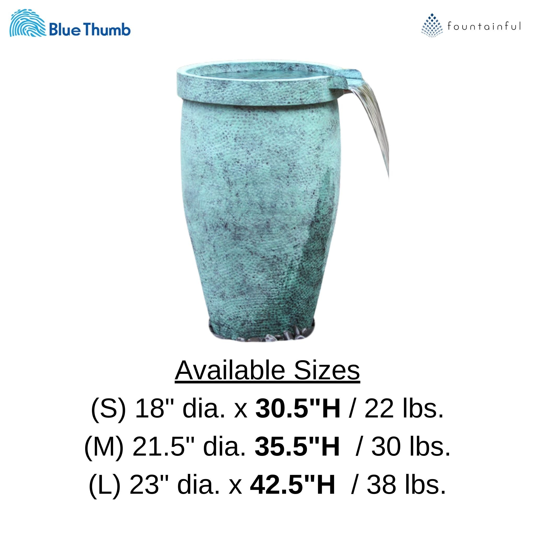 Single Round Brass Urn Fountain - Complete Kit - Blue Thumb