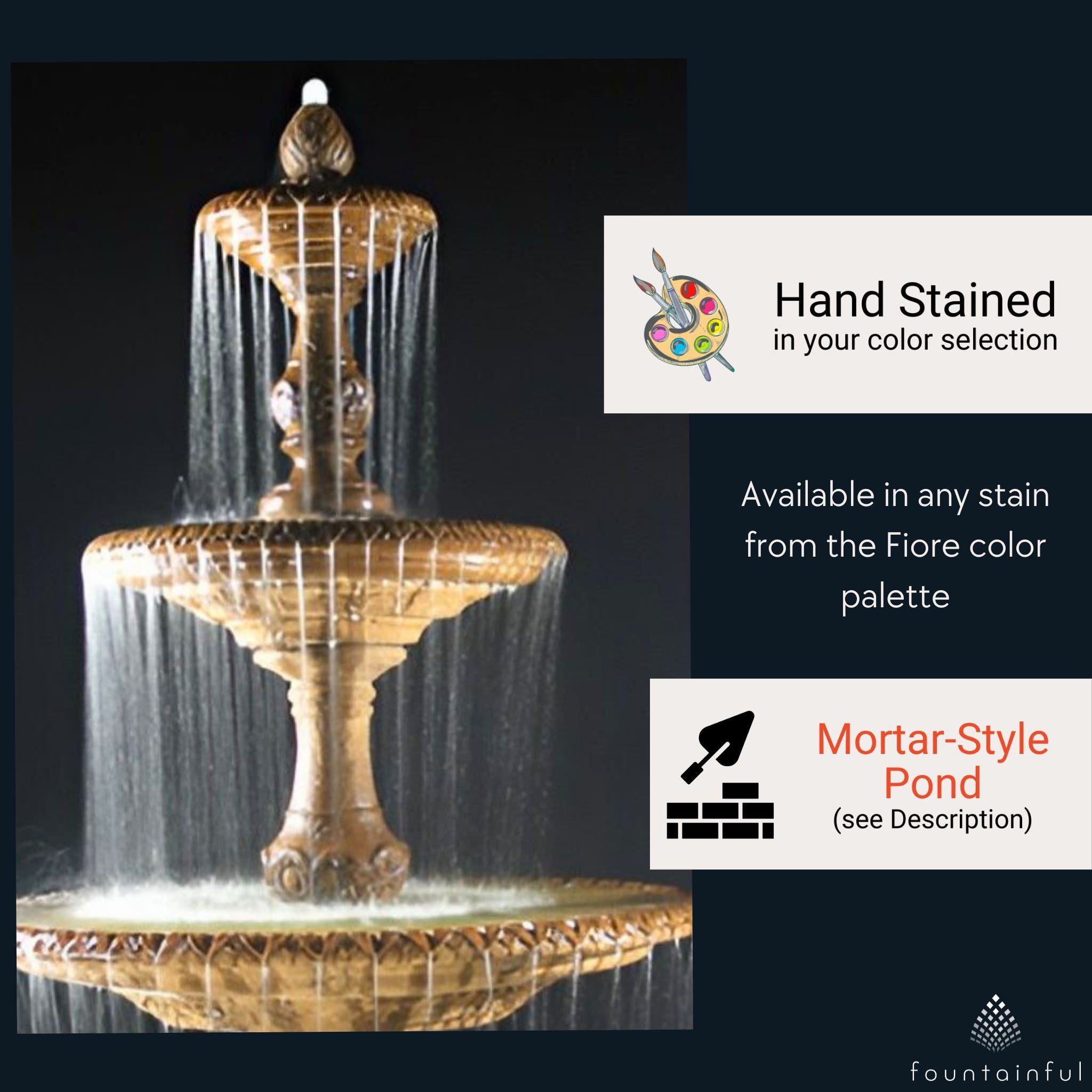 Four Seasons 3-Tier Fountain with 12-foot Bracci Basin - Fiore #2134