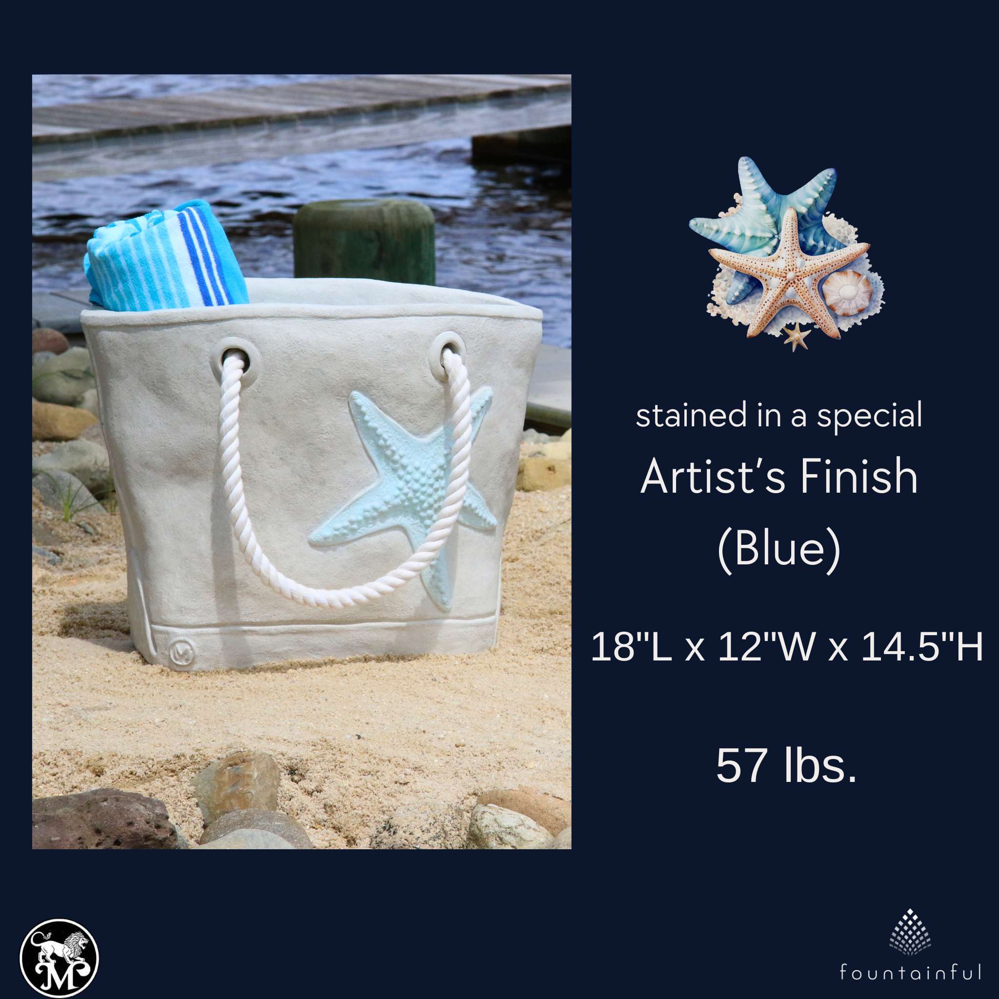Starfish Concrete Tote Planter - Massarellis #6542
