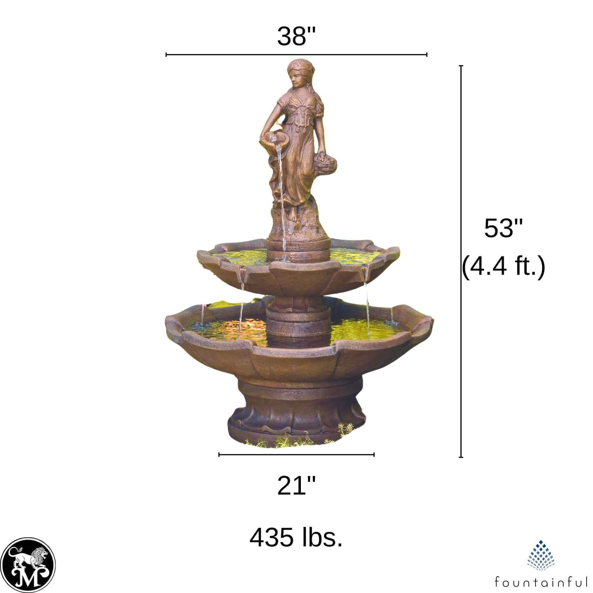 Lady of the Arbor 2-Tier Concrete Fountain - Massarellis #3620