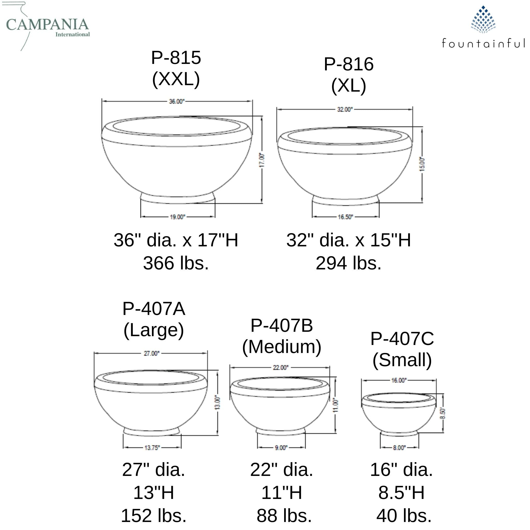 Giulia Concrete Bowl Planters - Campania