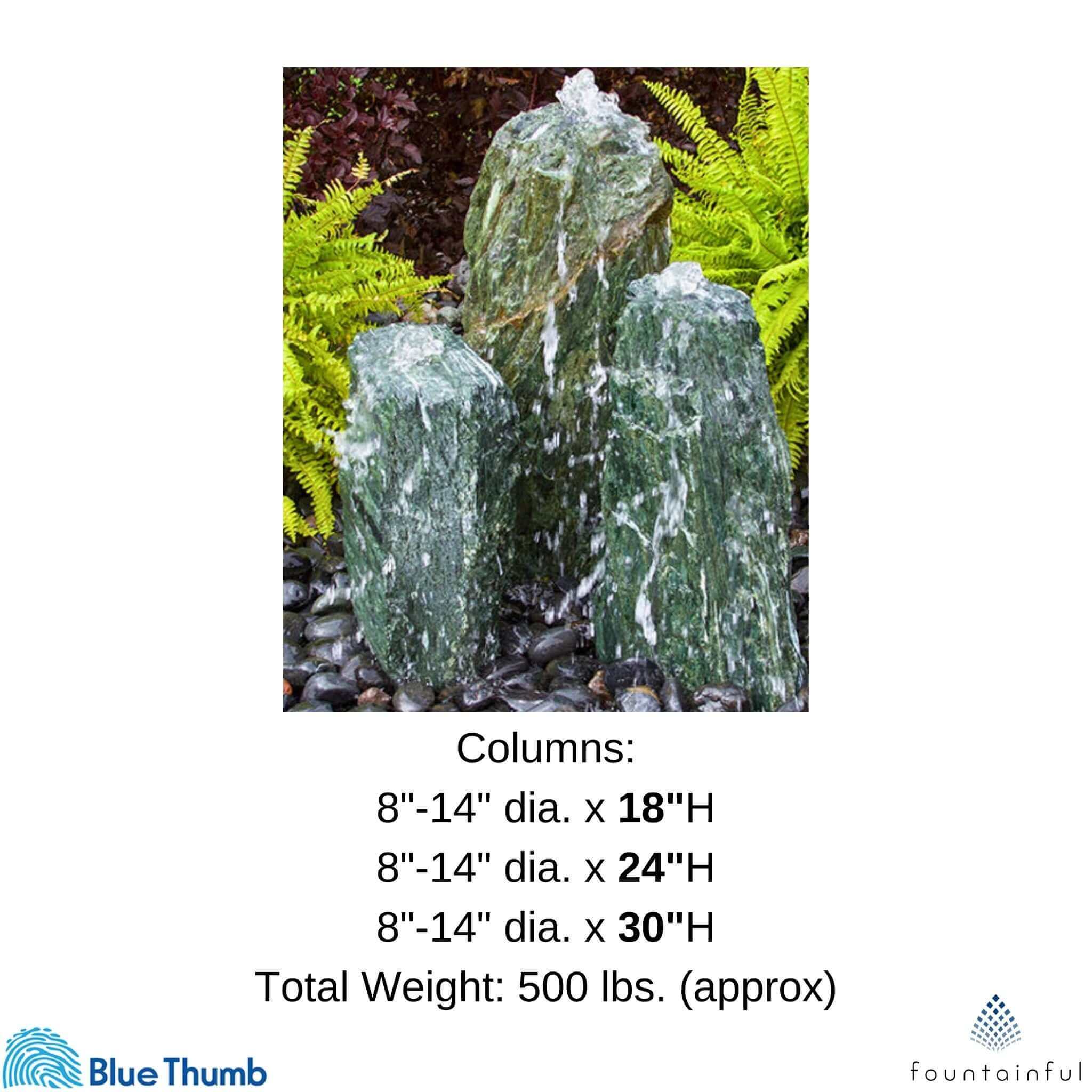 Chiseled "Sea Green" 3-Column Stone Fountain - Complete Kit - Blue Thumb