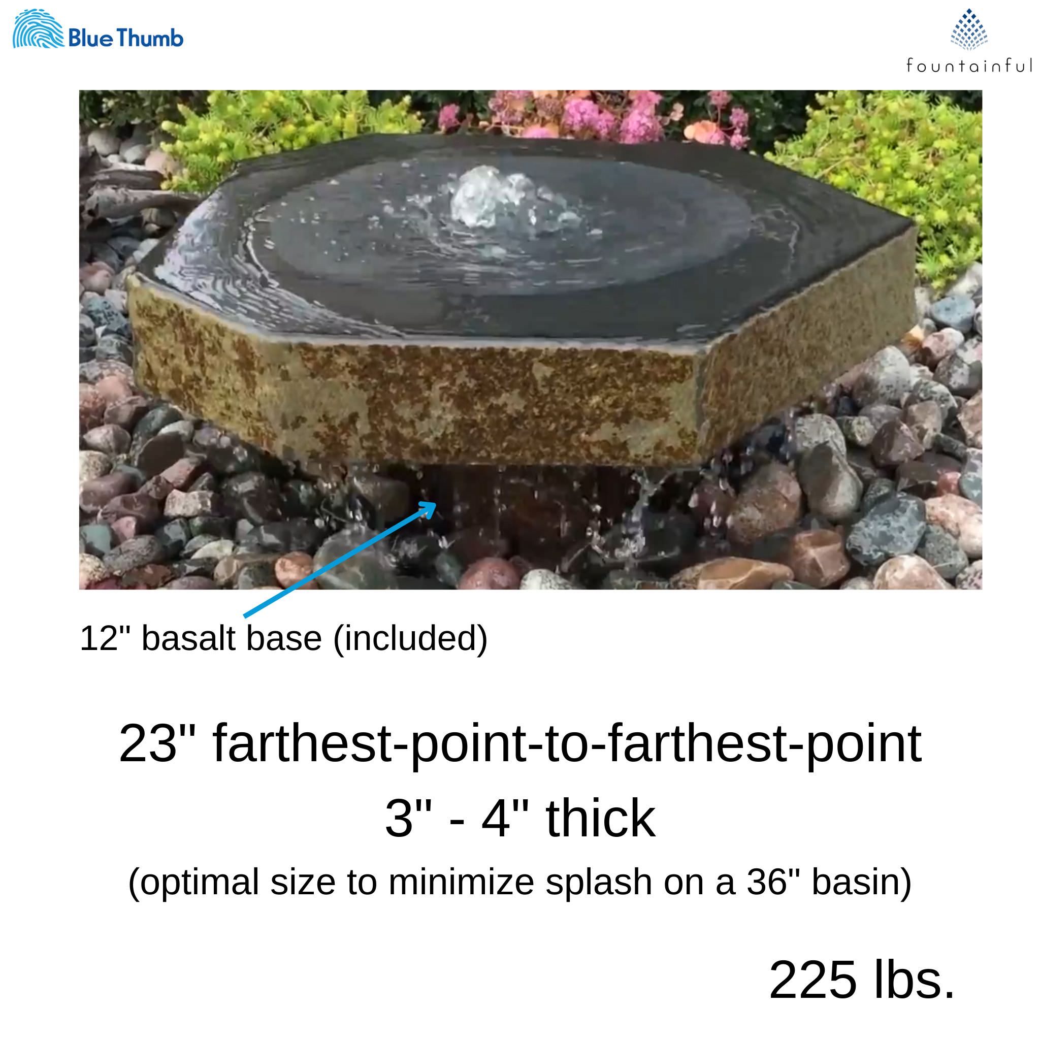 Basalt Bird Bath Fountain - Complete Kit - Blue Thumb