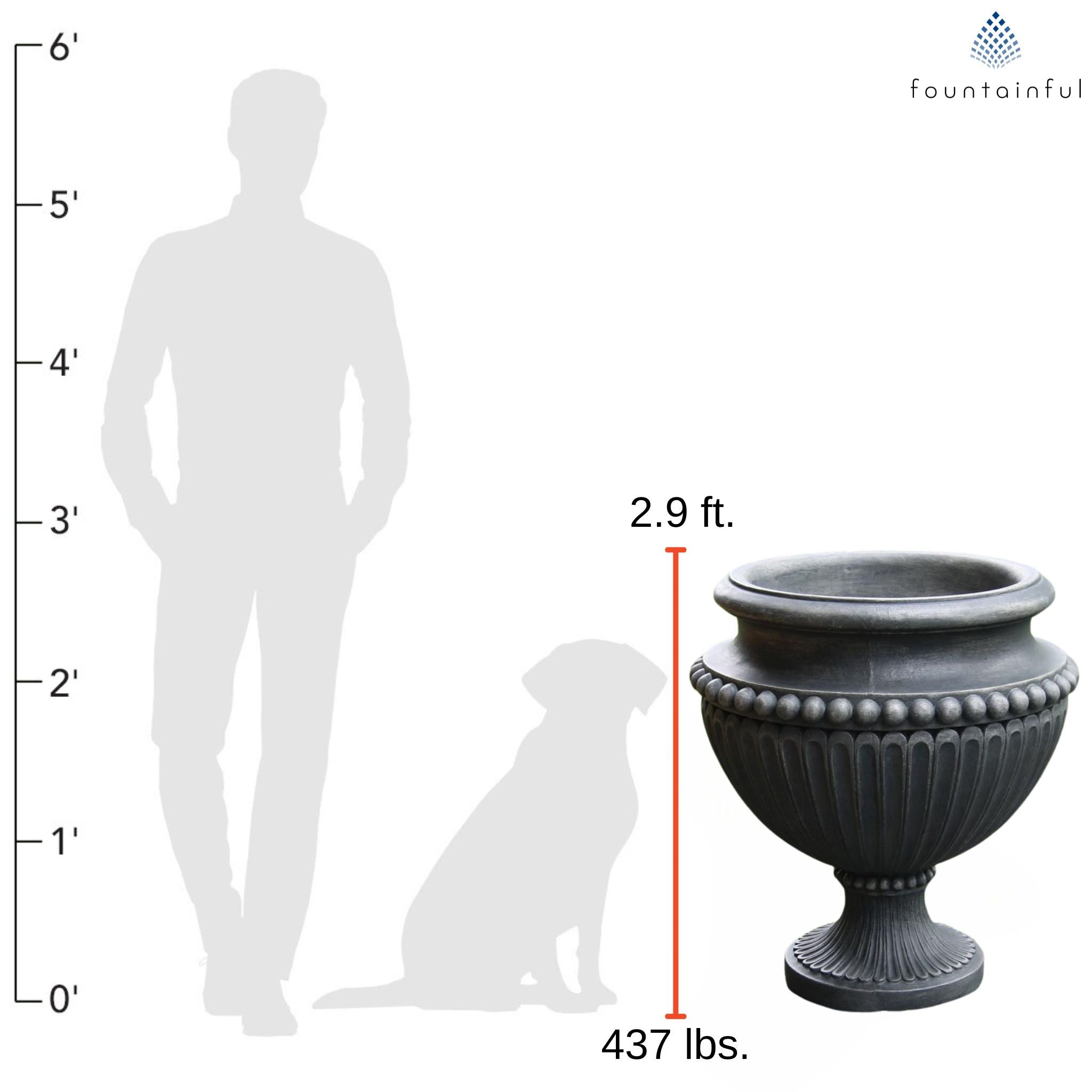Beaded Large Concrete Urn Planter - Massarellis #6971