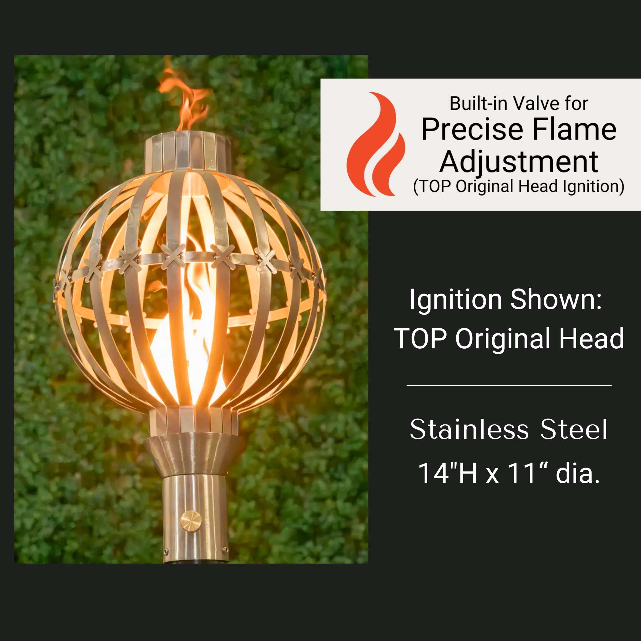 Globe Fire Torch - Stainless Steel - The Outdoor Plus