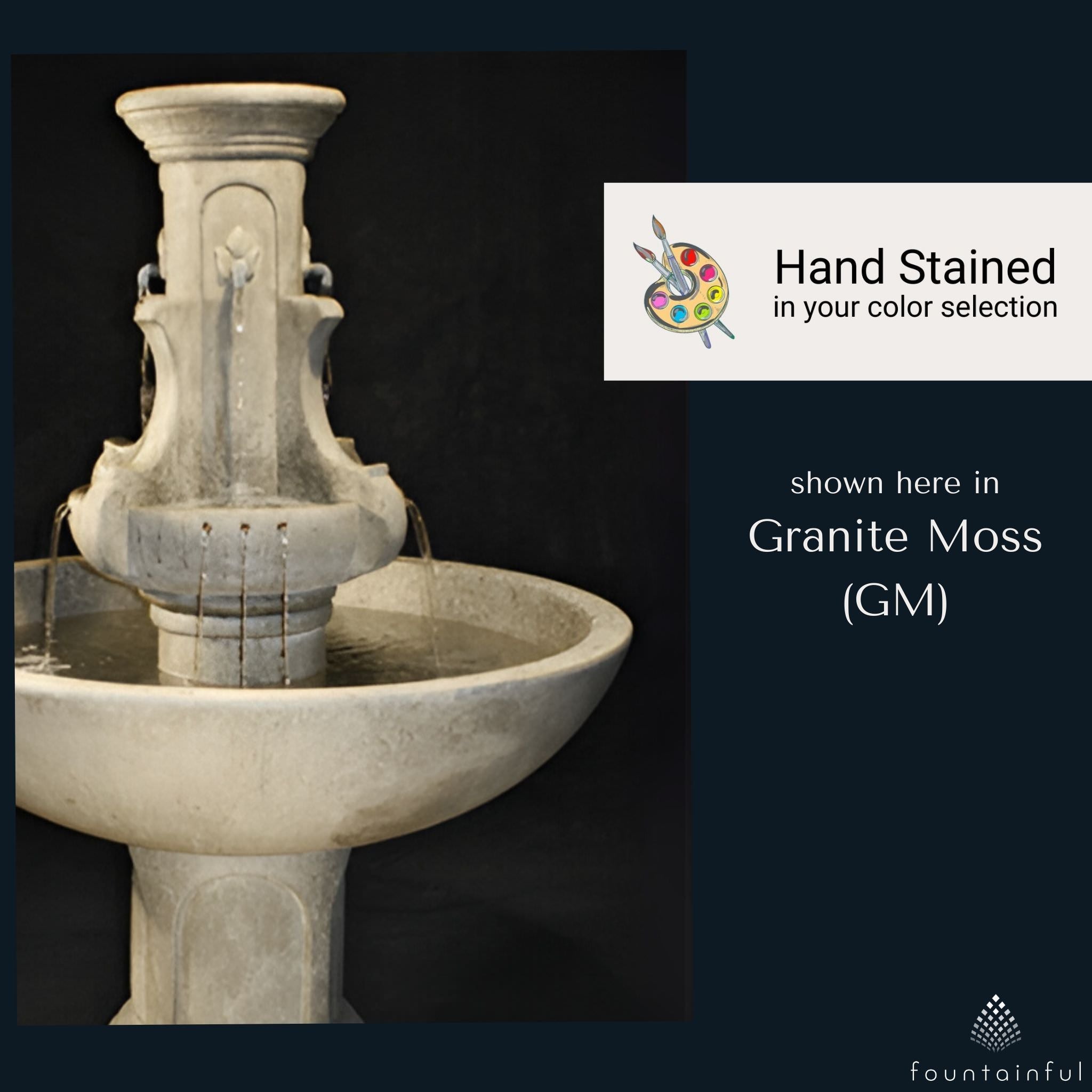 Courtyard Fleur de Lis Concrete Fountain - Fiore #LG156