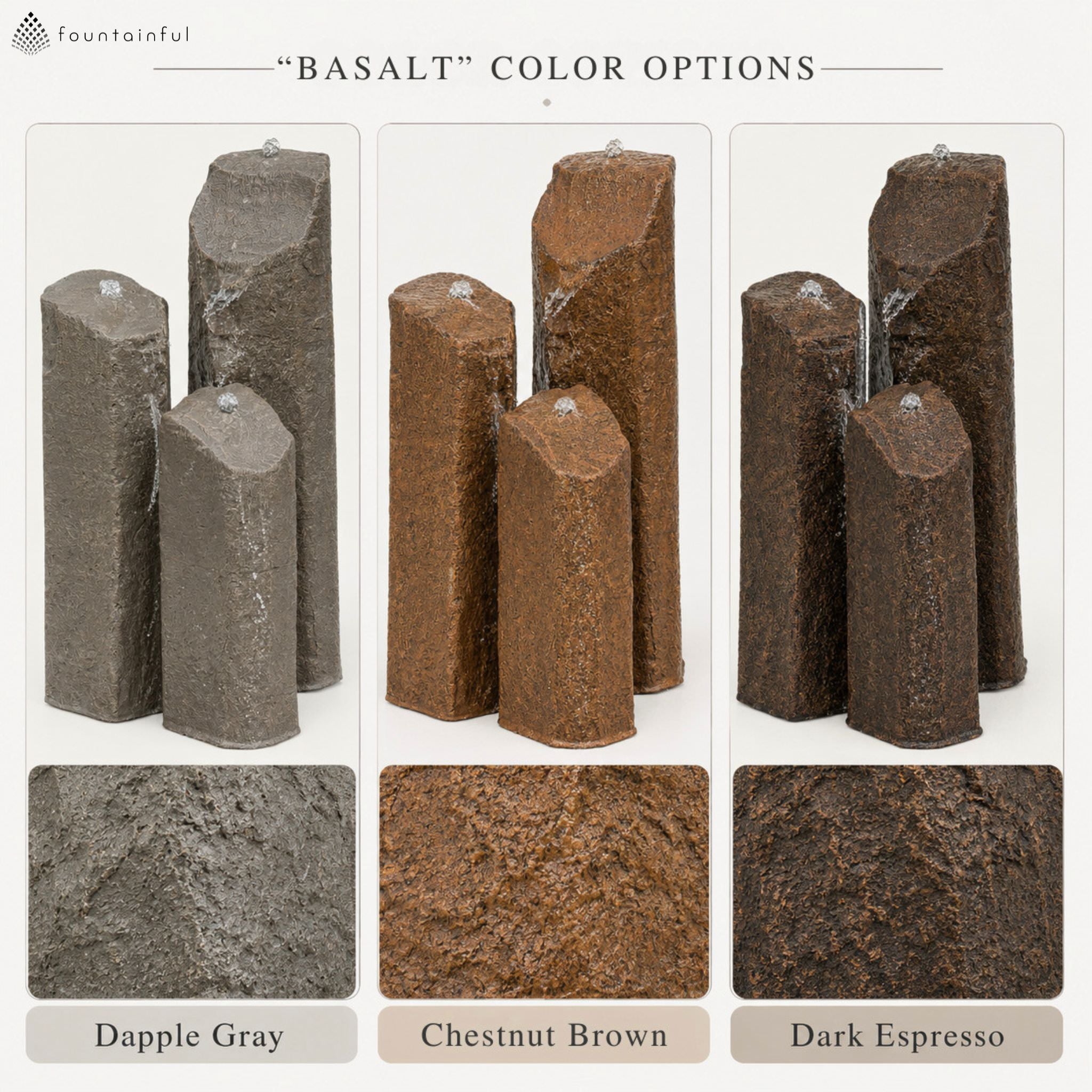 Grand Triple Extra Tall "Basalt" Fountain - Complete Kit - Blue Thumb