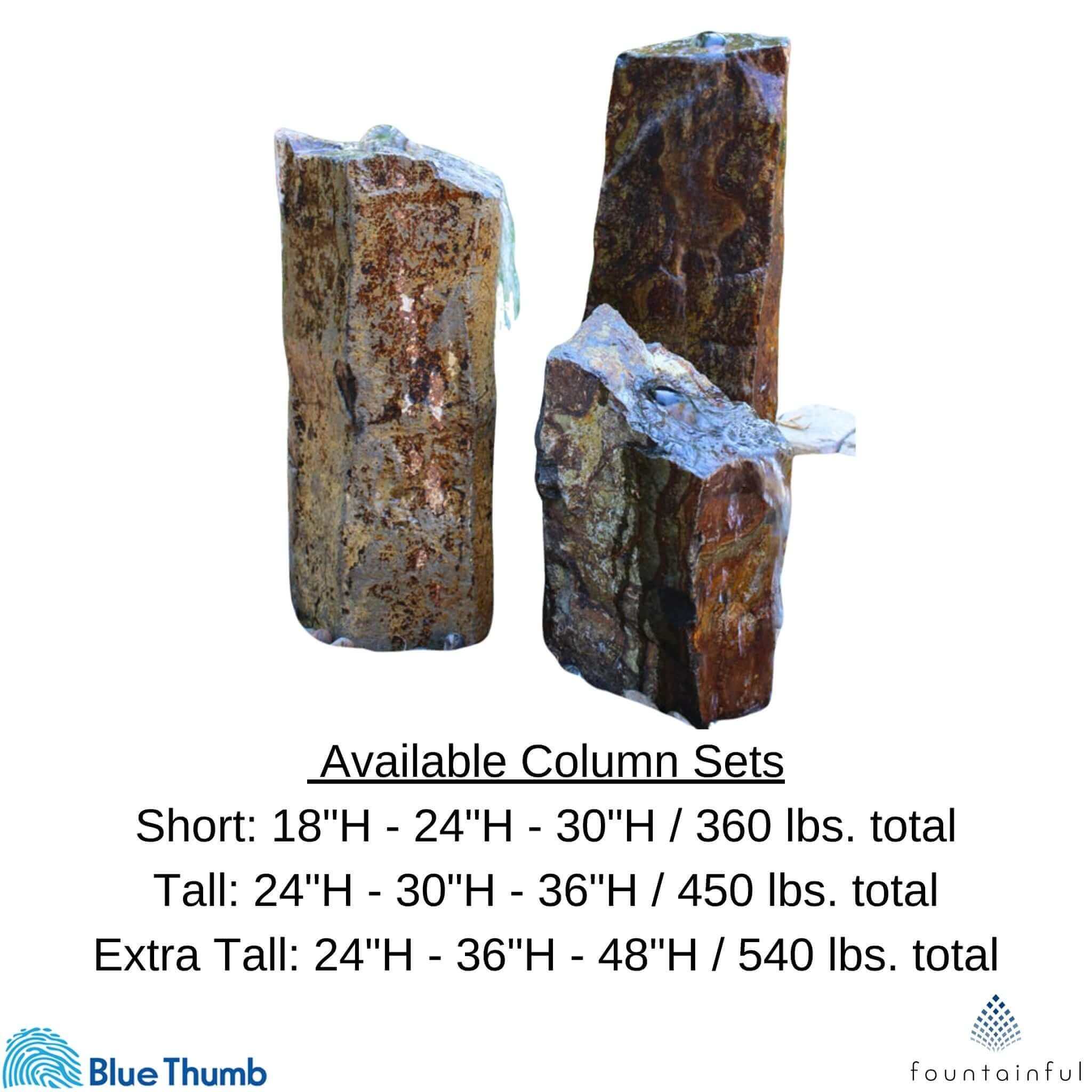Rustic Basalt 3-Column Fountain - Complete Kit - Blue Thumb