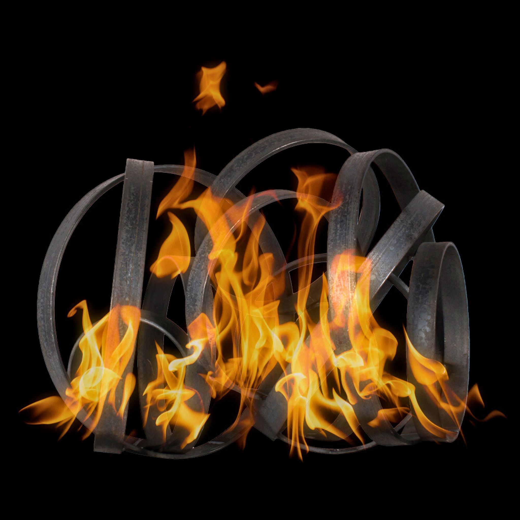 Milled Steel Hoops Fire Ornament - Outdoor Plus