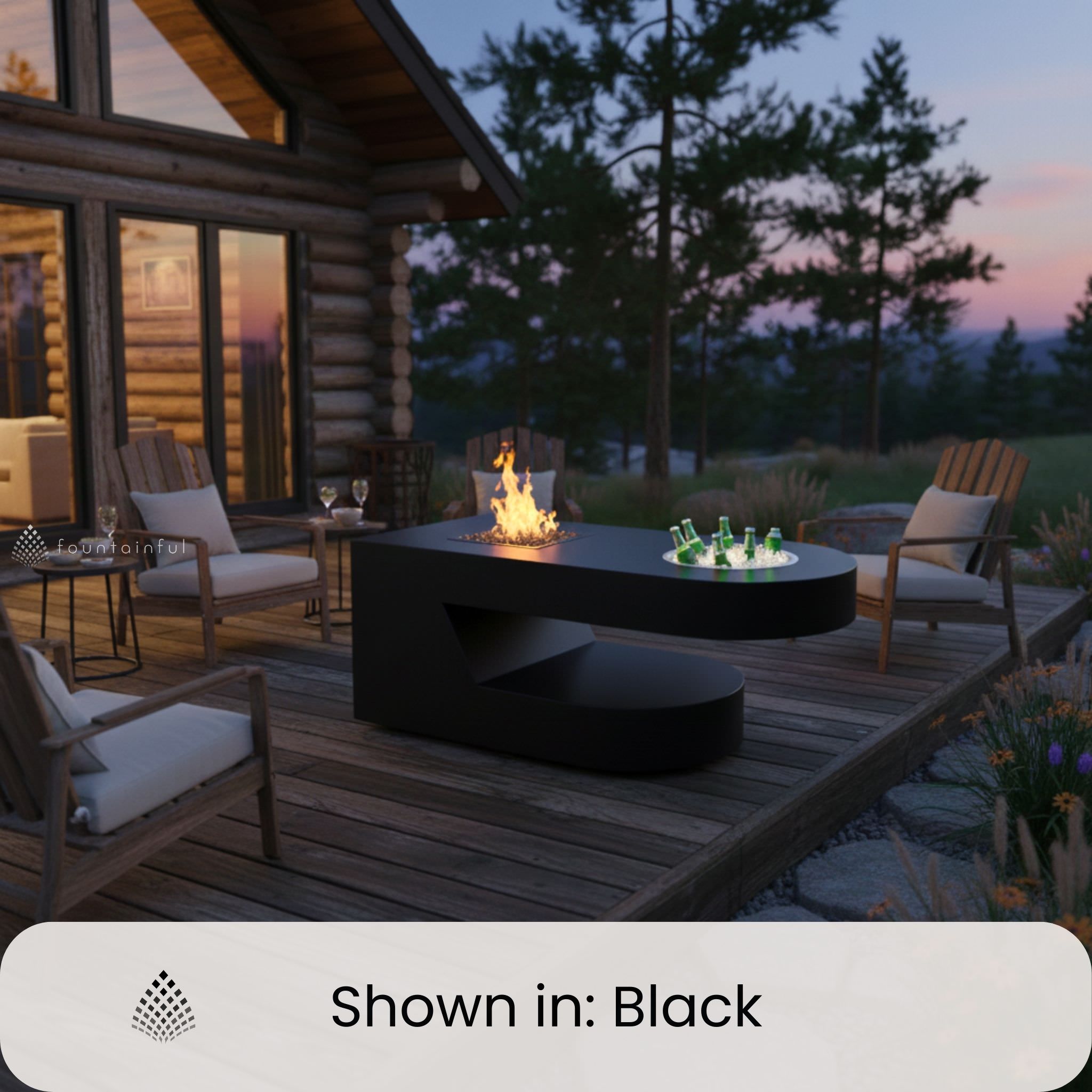 Dana 5ft. Steel Gas Fire Pit & Ice Chest - Outdoor Plus