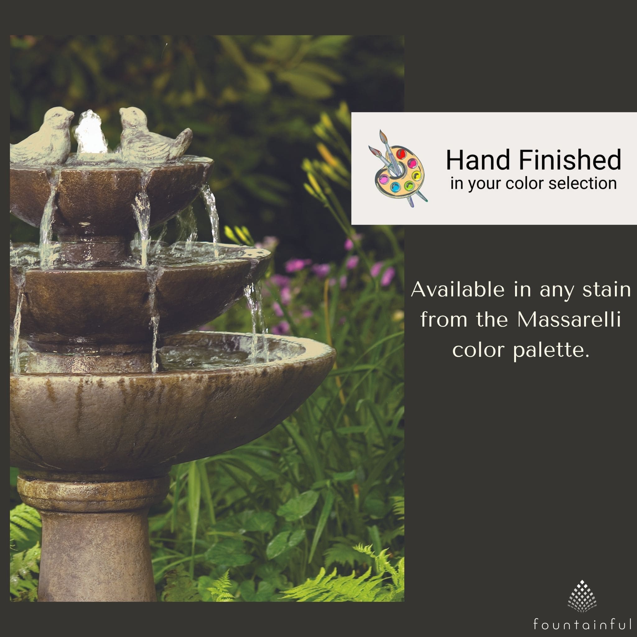 Tranquility Birds 3-Tier Concrete Fountain - Massarellis #3700