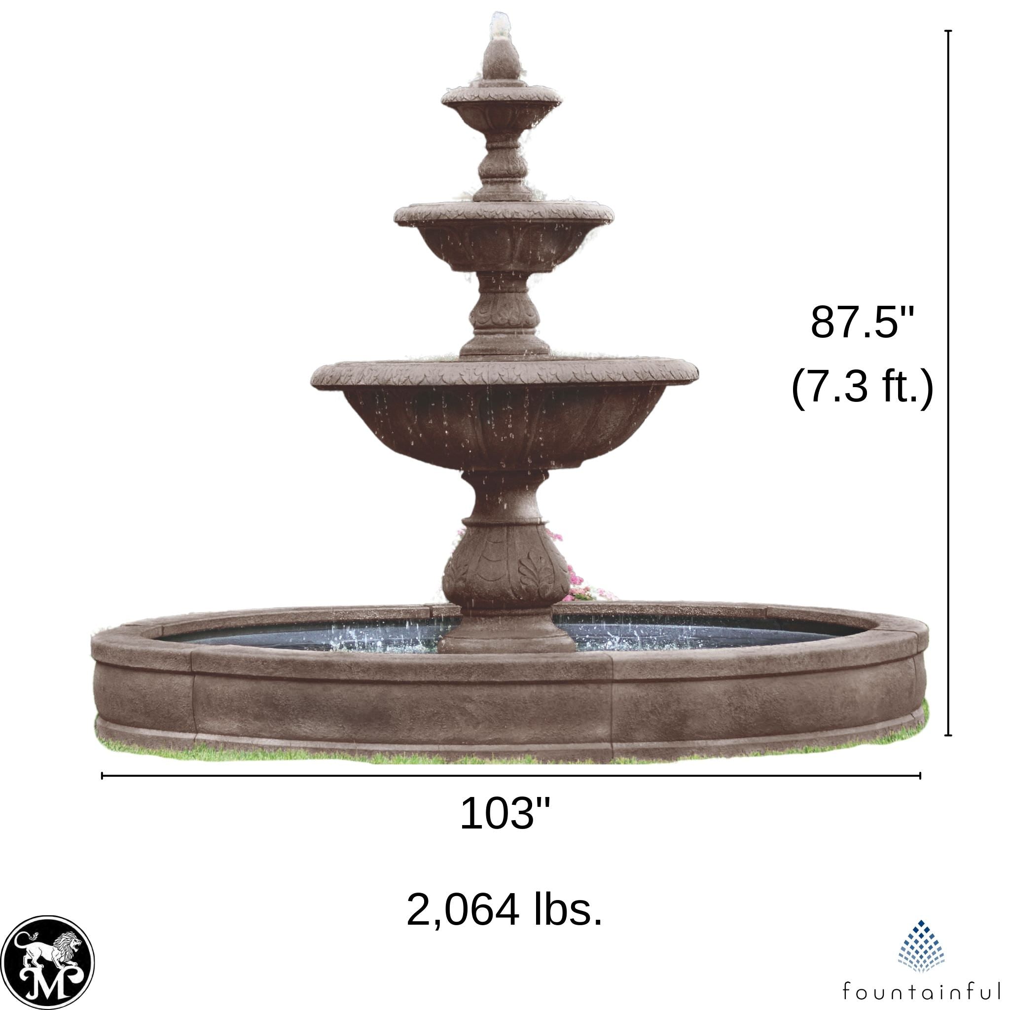 Windley Key 3-Tier Concrete Fountain w/Pool - Massarellis #3731