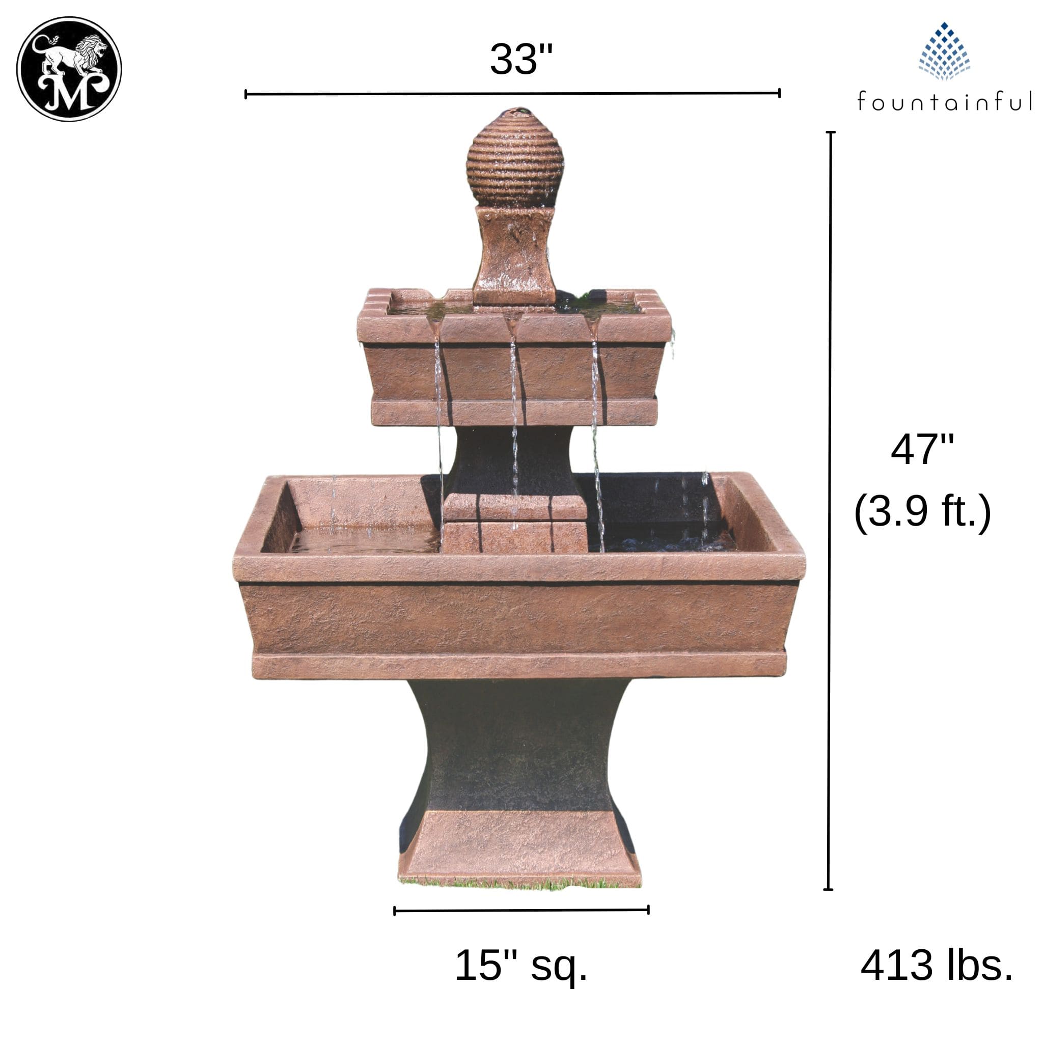 Oliveto 2-Tier Concrete Fountain - Massarellis #3634